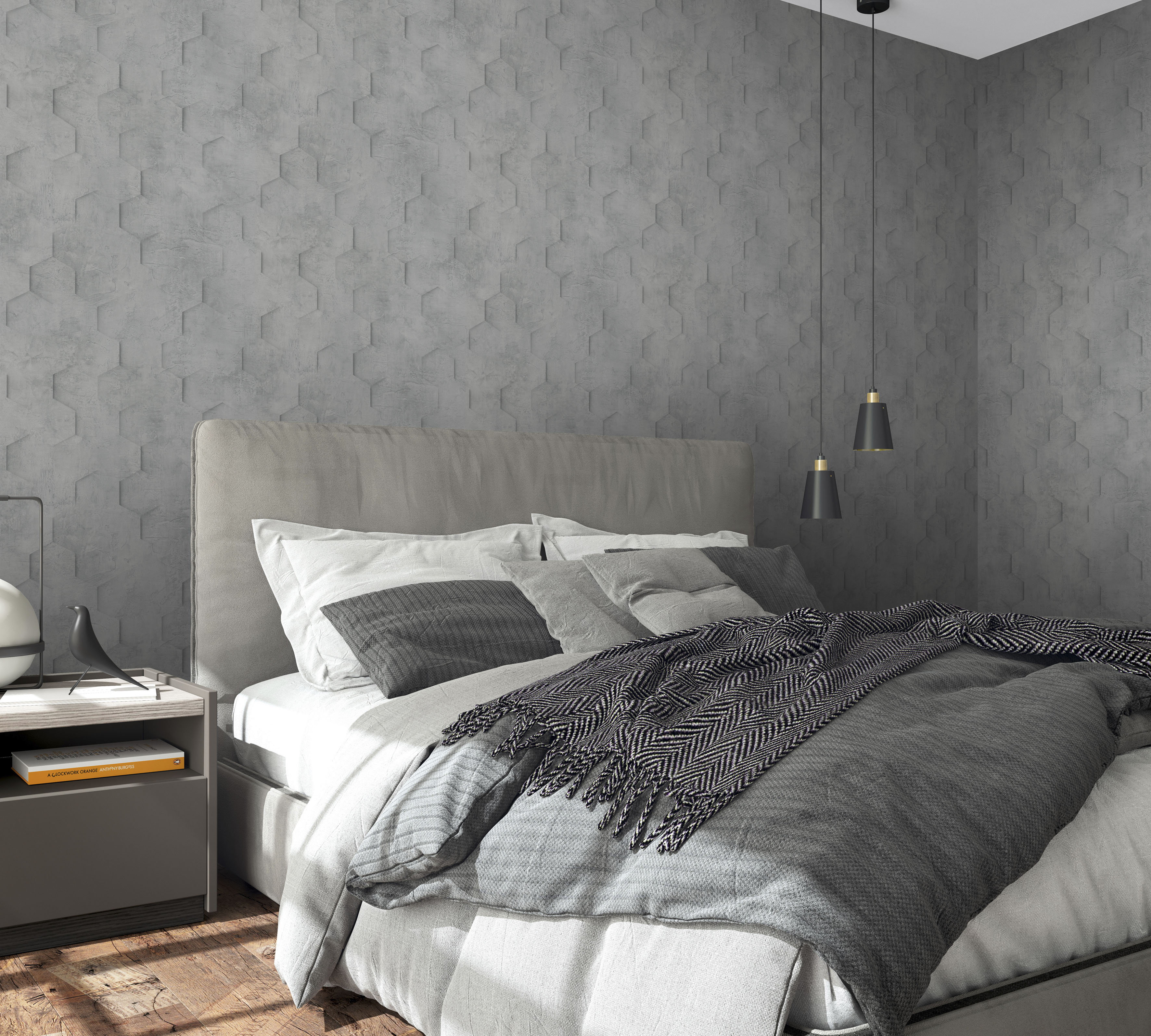 Marburg Vliestapete "Hexagon" matt strukturiert moderne Tapete für Wohnzimmer Schlafzimmer Küche