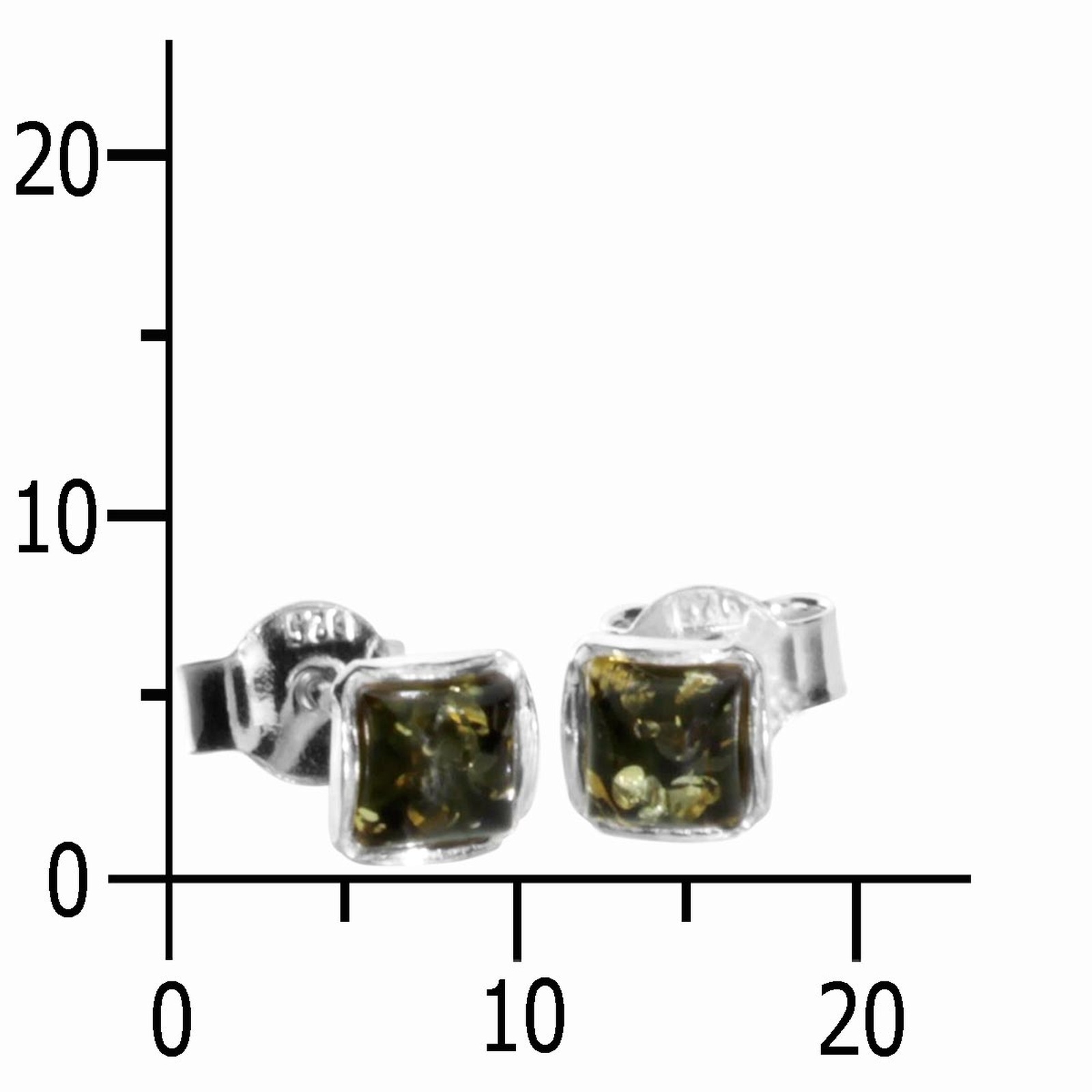 OSTSEE-SCHMUCK Paar Ohrstecker »- Classic 4x4 mm - Silber 925/000 - Bernstein«