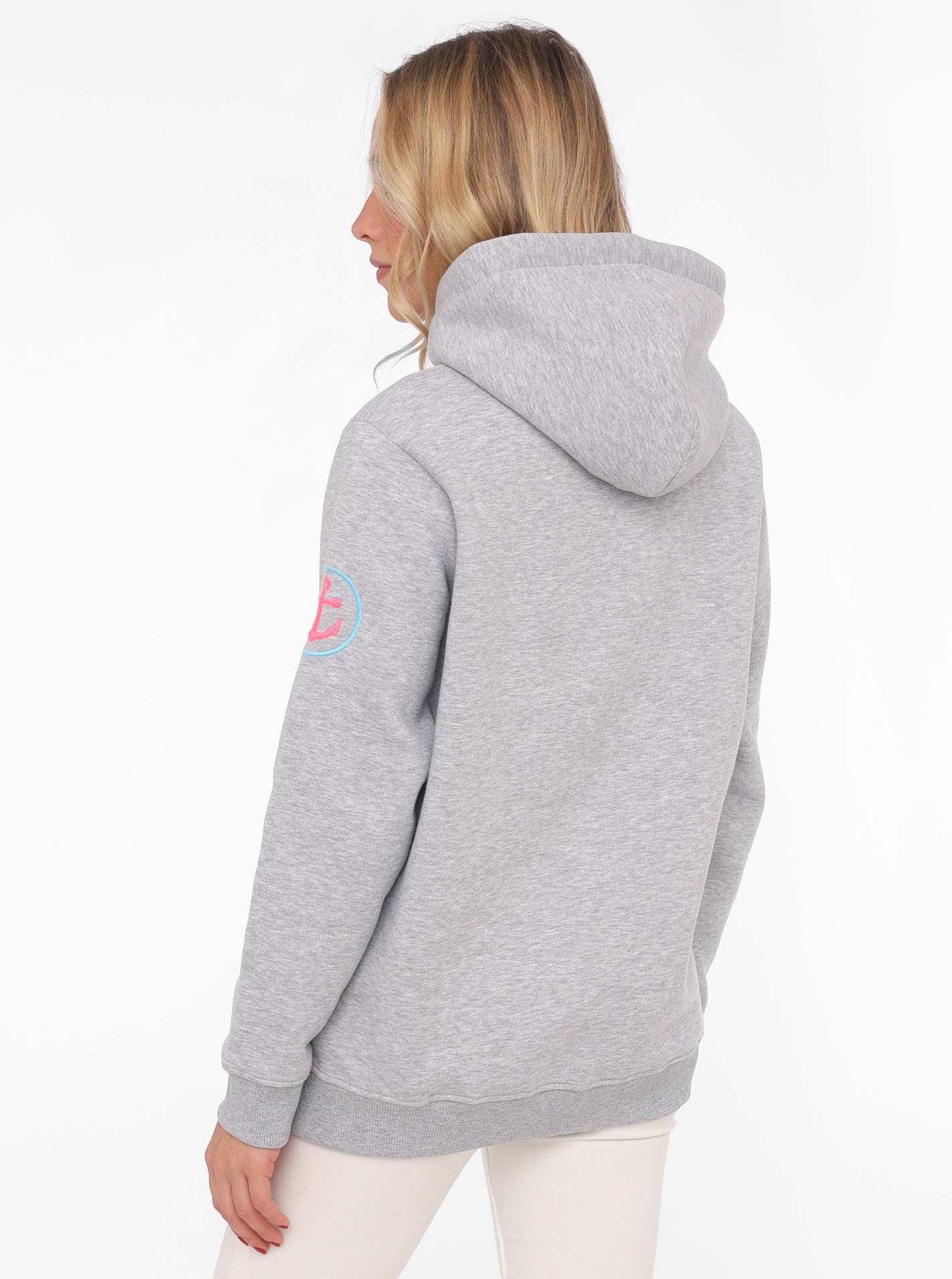 Zwillingsherz Sweatshirt, mit aufgesticktem â€žMoinâ€œ-Schriftzug in Neonfarben