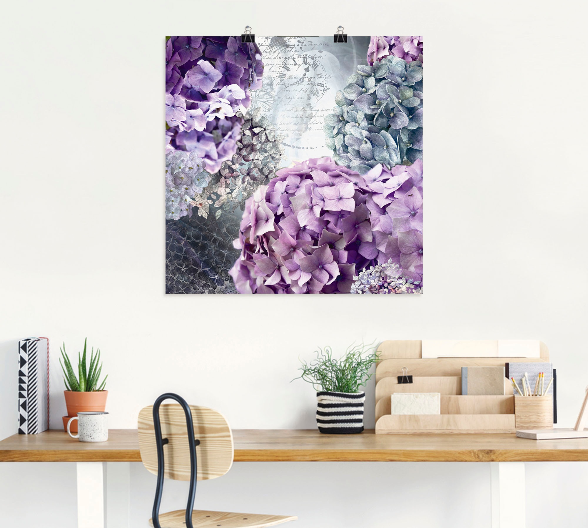 Artland Wandbild "Blau und Grau Hortensie", Blumen, (1 St.), als Alubild, O günstig online kaufen