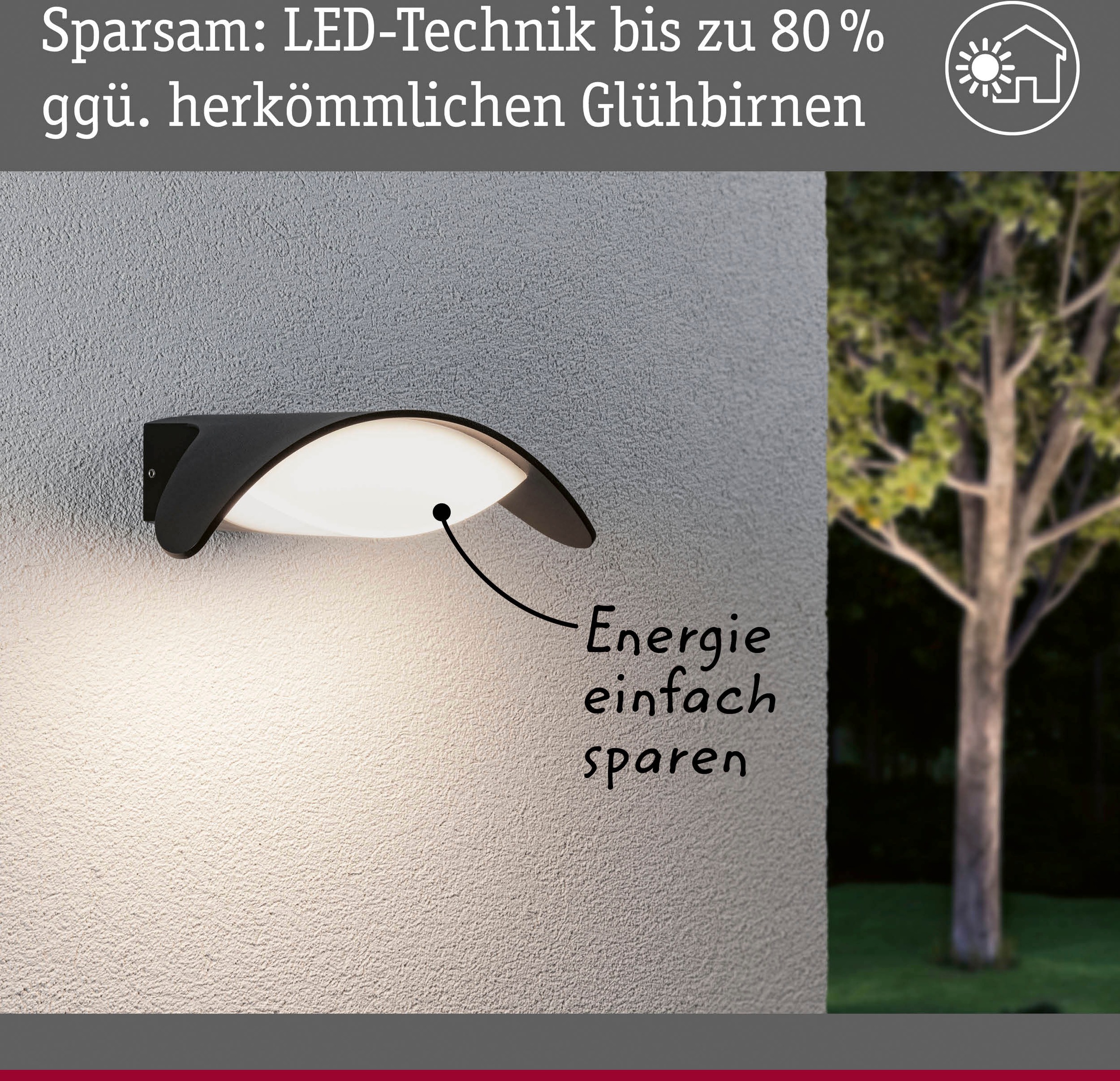 Paulmann LED Außen-Wandleuchte »Outdoor IP44 flammig-flammig, 230V BAUR anthrazit«, 1 | Mesana IP44