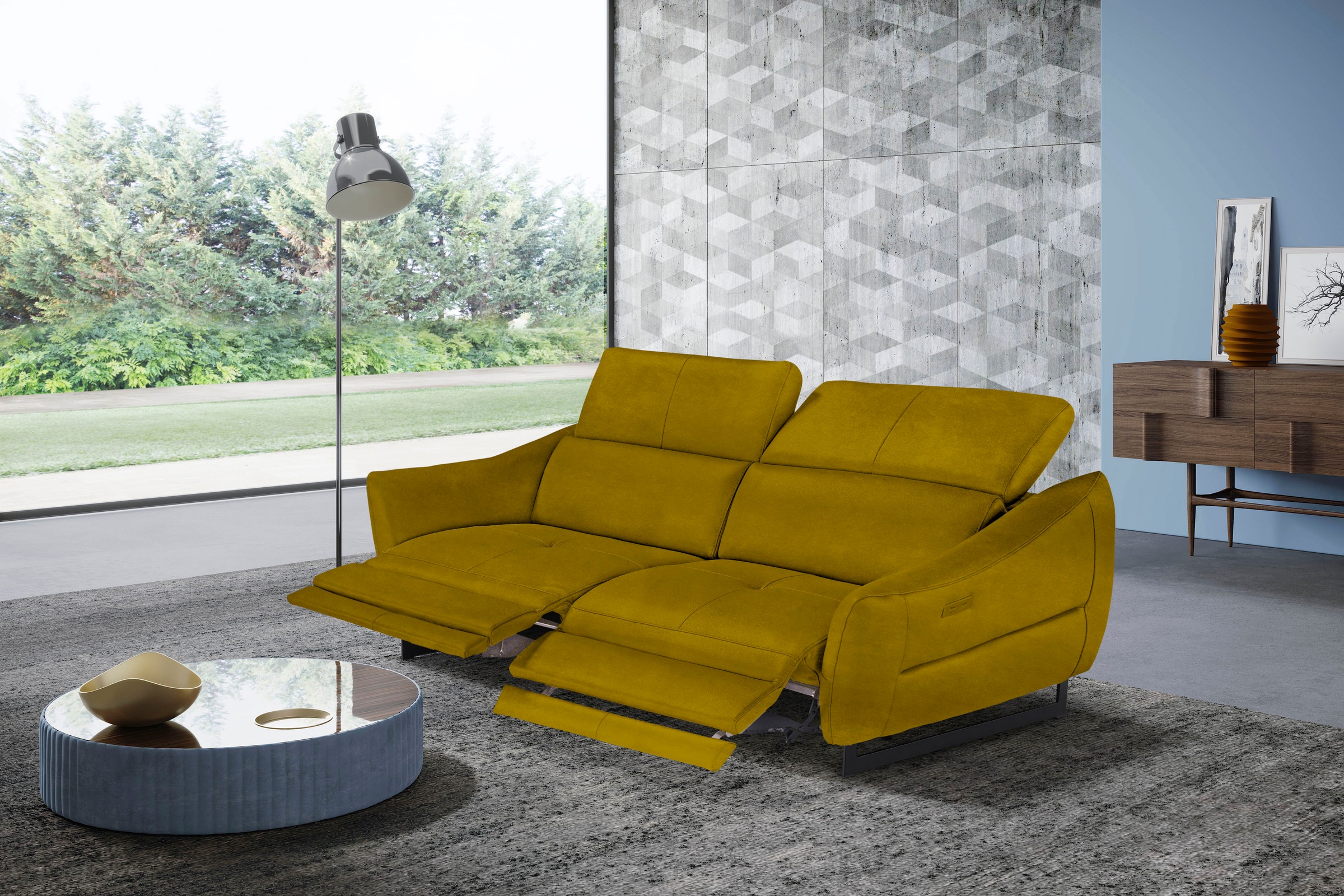 Egoitaliano 2,5-Sitzer »Dafne, elegantes Designsofa mit hohem Sitzkomfort«, mit und ohne elektrischer Relaxfunktion, Kopfteile manuell verstellbar