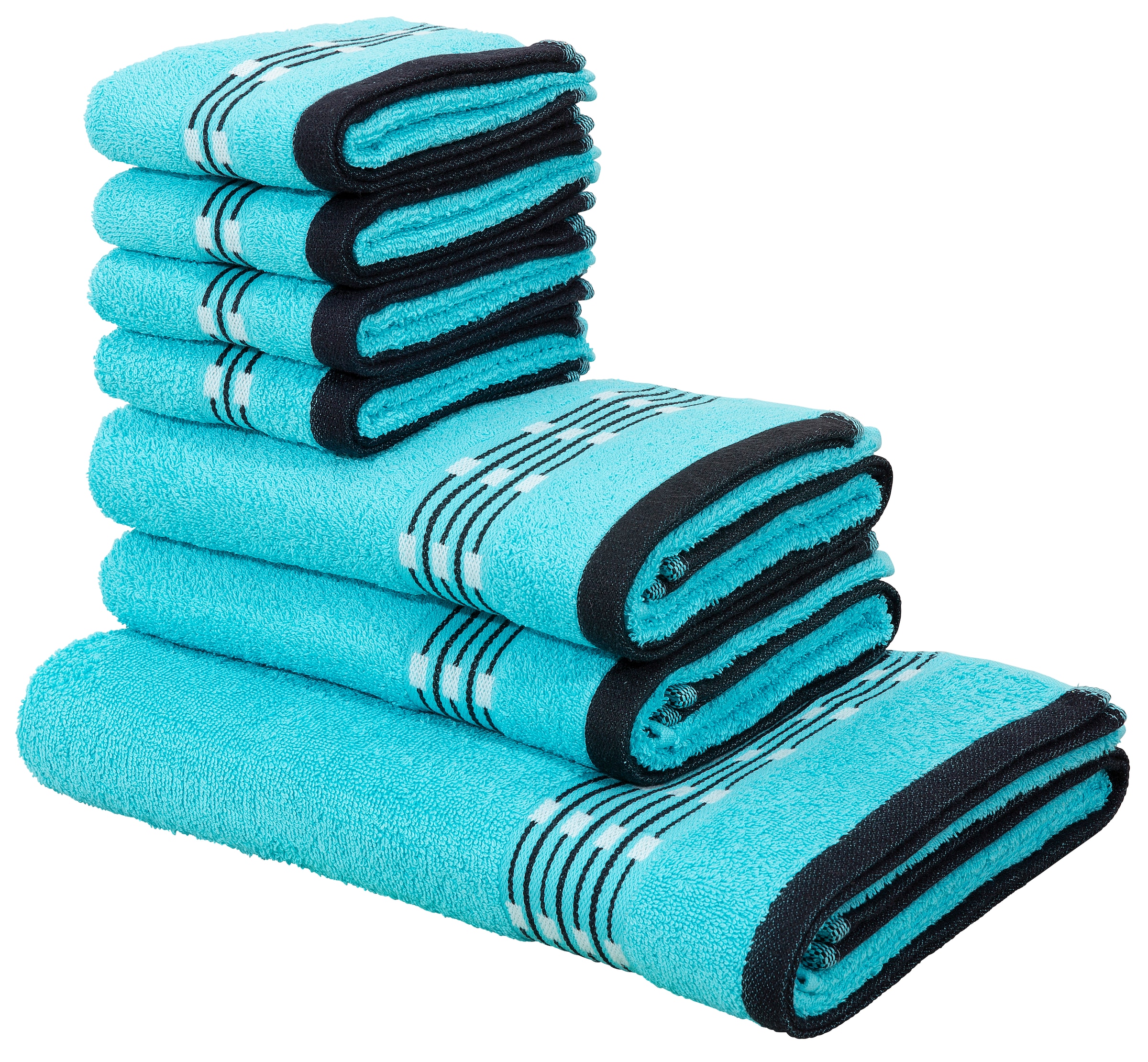 my home Handtuch Set »Jonnie«, Set, 7 tlg., Walkfrottee, Handtücher aus 100%  Baumwolle, Handtuchset mit gemusterter Bordüre bestellen | BAUR