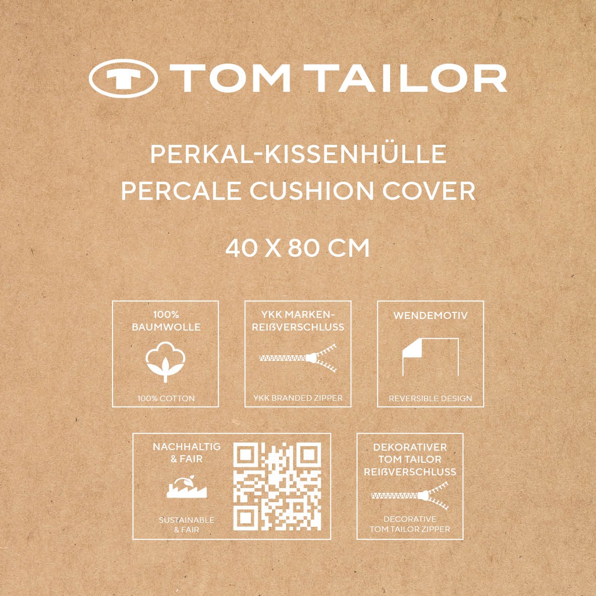 TOM TAILOR HOME Kissenhülle »new bedroom, STRIPES WITH A KICK, 40x40cm oder 40x80cm«, (1 St.), mit Wendemotiv, farbiger Paspel und Markenreißverschluss