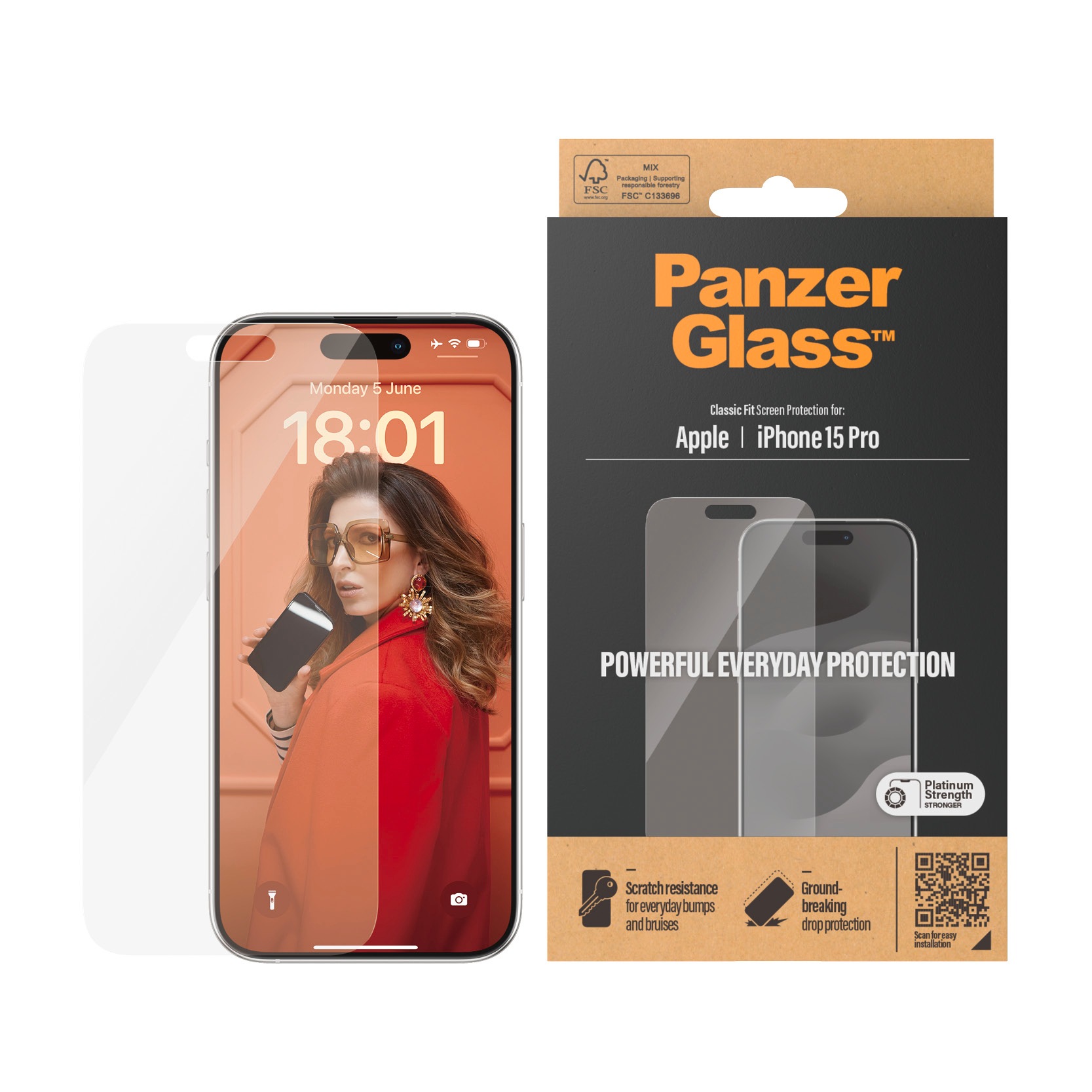 PanzerGlass Displayschutzglas »Screen Protector Glass«, für iPhone 15 Pro, Classic Fit