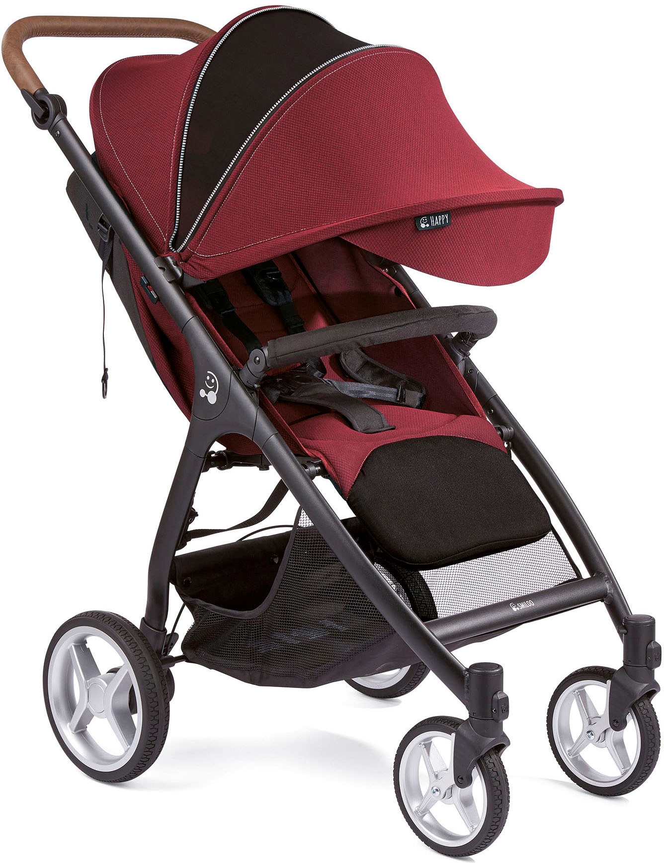 Gesslein Kinder-Buggy »Smiloo Happy +, schwarz/tabak, maroon rot«, mit Einhand-Faltmechanismus;