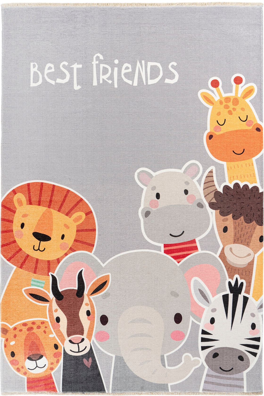 Obsession Kinderteppich »My Greta 606« rechteckig 6 mm Höhe Kurzflor, Motiv Tiere, mit Fransen, Kinderzimmer