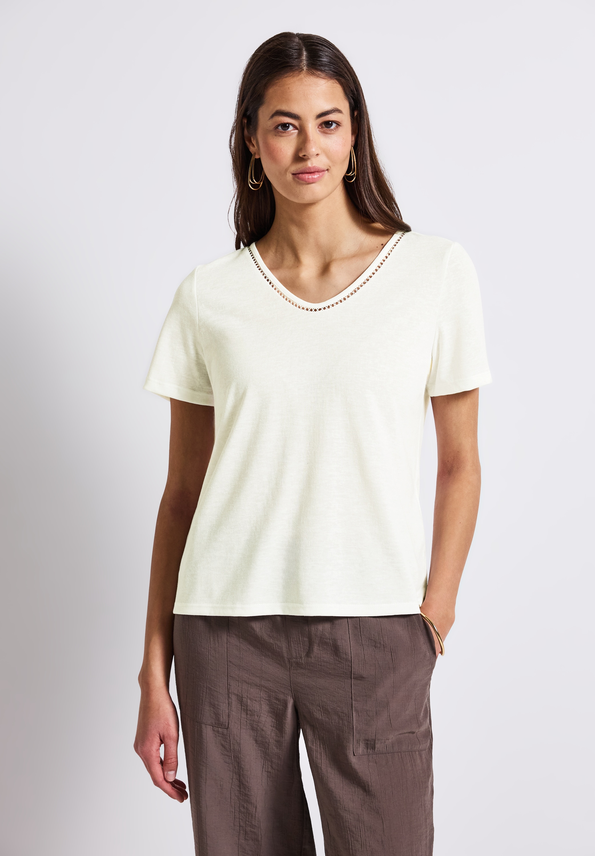 STREET ONE T-Shirt, aus elastischem Materialmix günstig online kaufen