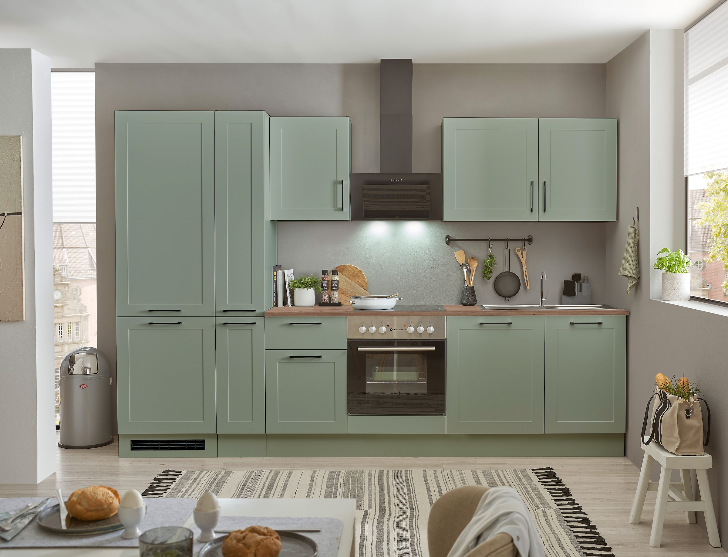 BASIC by Balculina Küchenzeile »Marsi«, Breite 310 cm, wahlweise mit E-Geräten, mit Soft-Close-Funktion