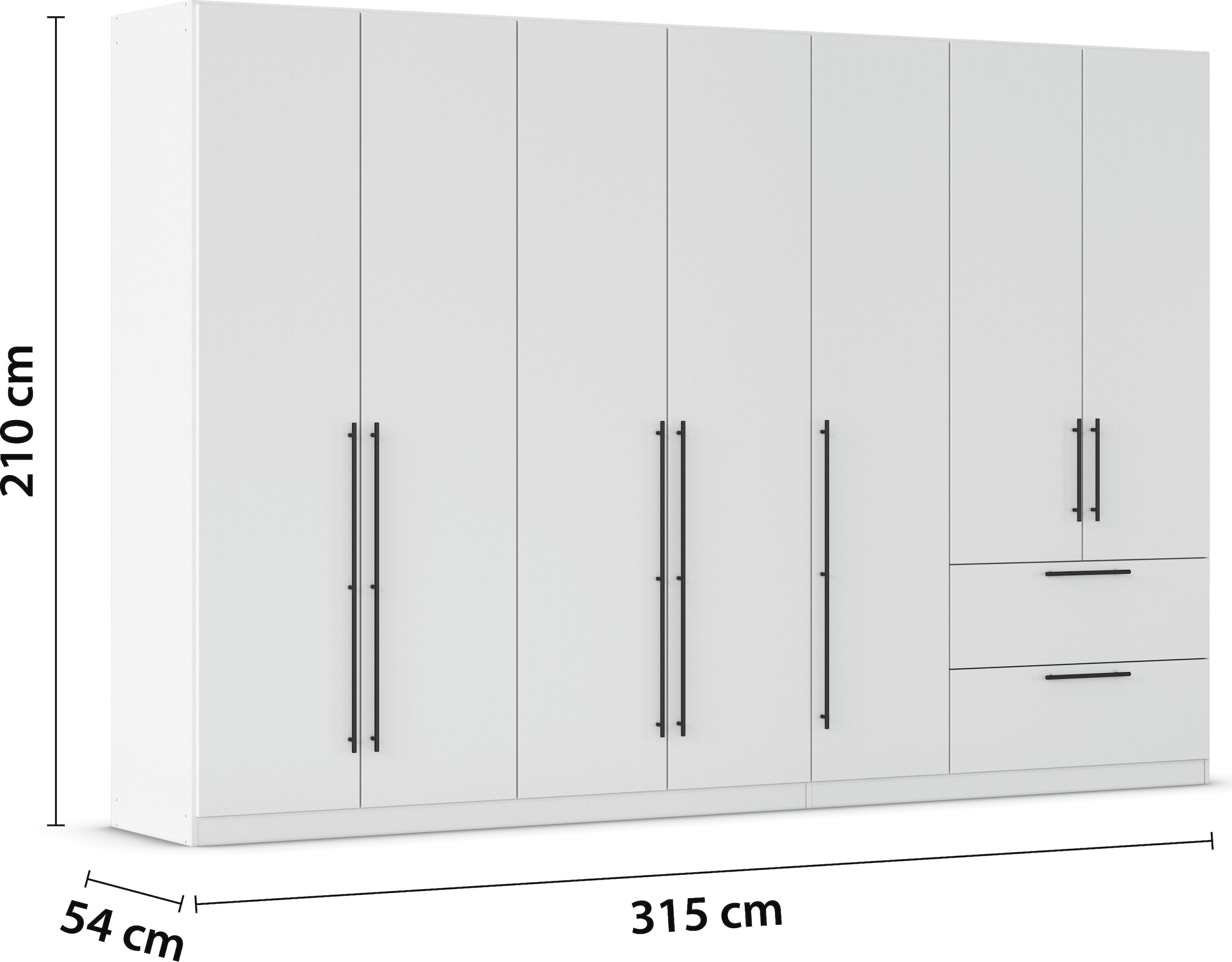 rauch Kleiderschrank »Drehtürenschrank Schrank Garderobe Wäscheschrank Schlafzimmer AVOLA«, (in 3 verschiedenen Ausstattungen BASIC/CLASSIC/PREMIUM), mit hochwertigen Stangengriffen in Schwarz aus Metall MADE IN GERMANY