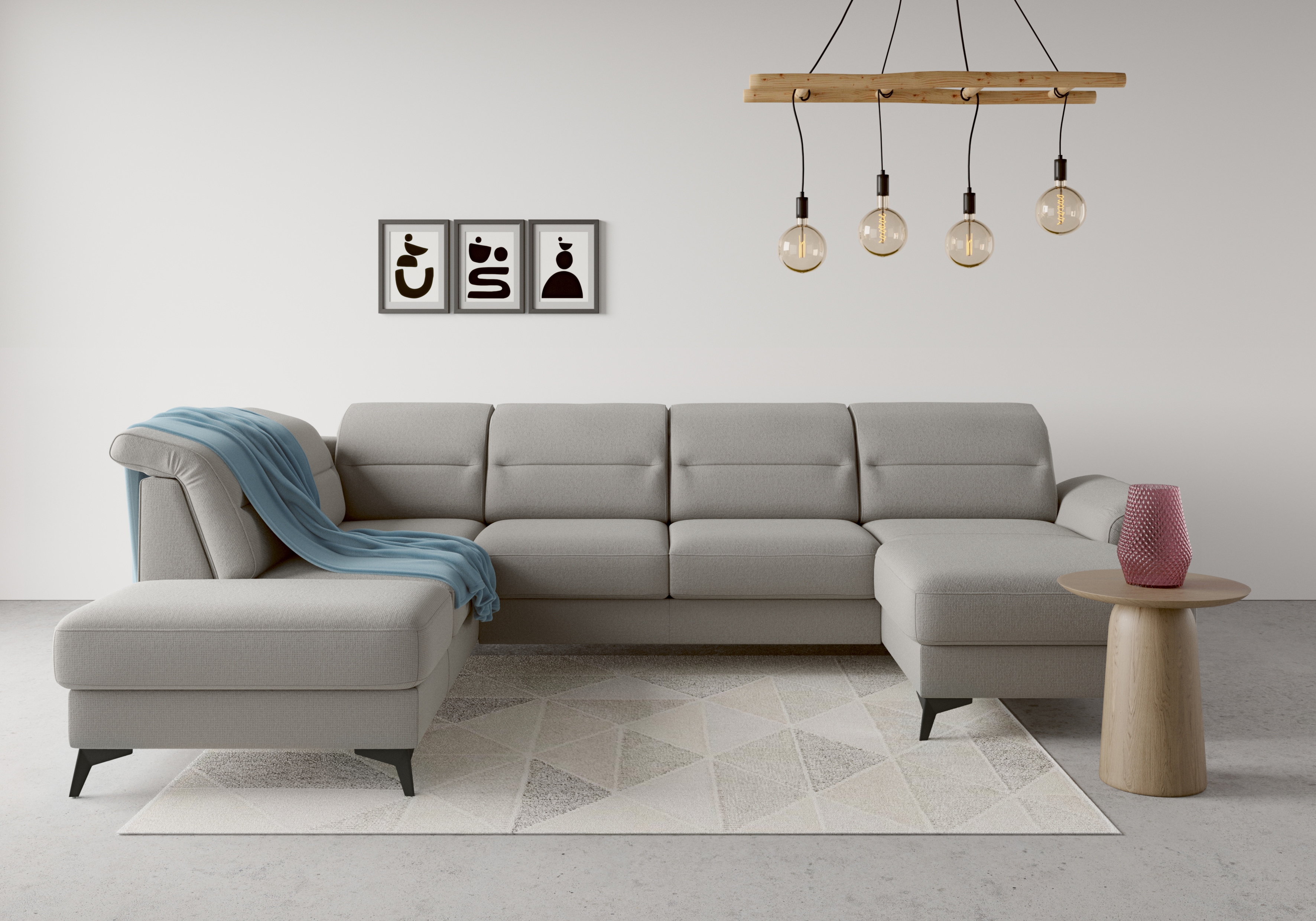 sit&more Wohnlandschaft "Sinatra U-Form" optional mit Kopfteilverstellung und Armteilfunktion, Metallfüße