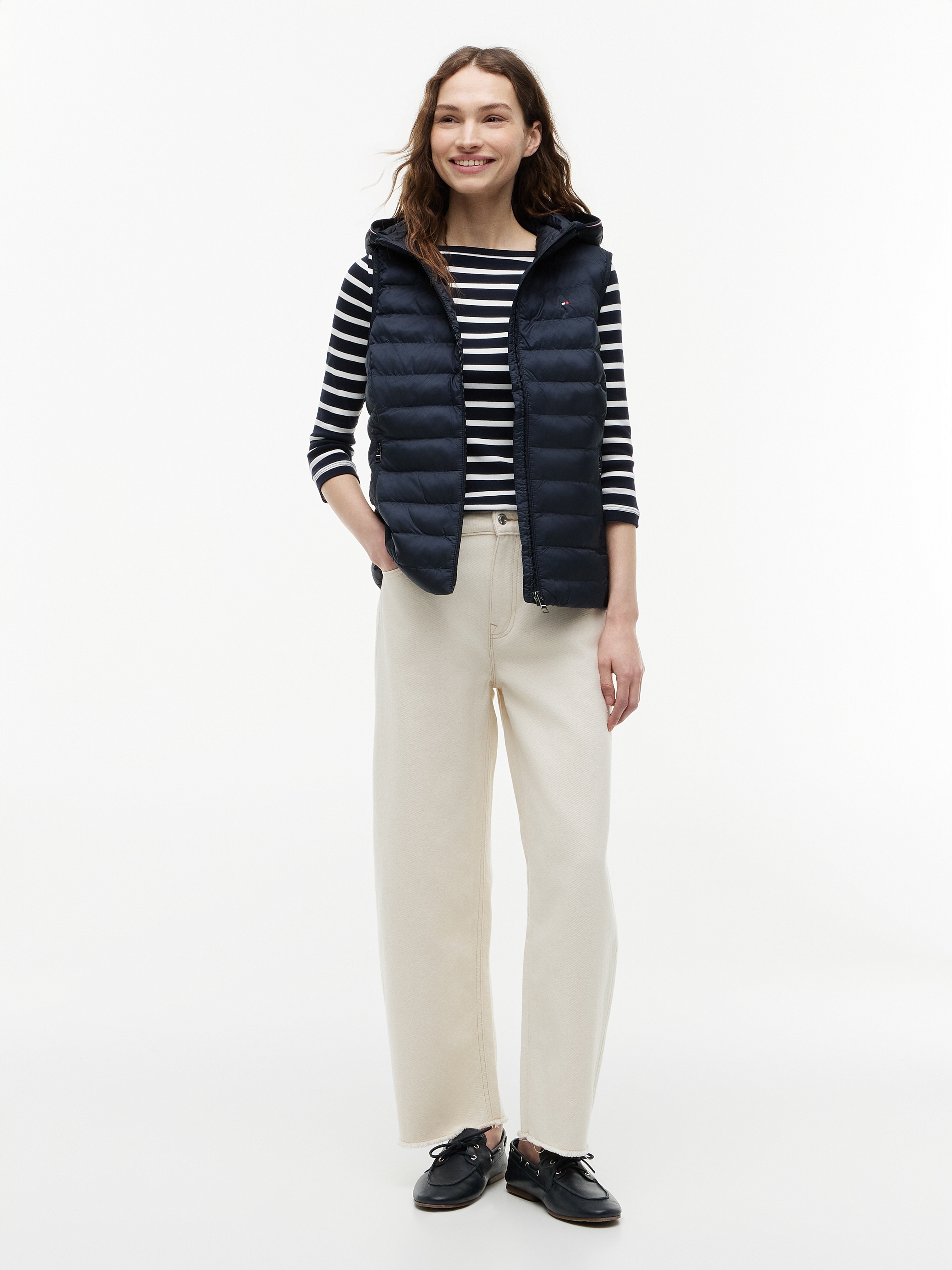 Tommy Hilfiger Steppweste »LW PADDED GLOBAL STRIPE VEST« Global Serie TH WOMEN,  abnehmbare Kapuze, Übergangsweste