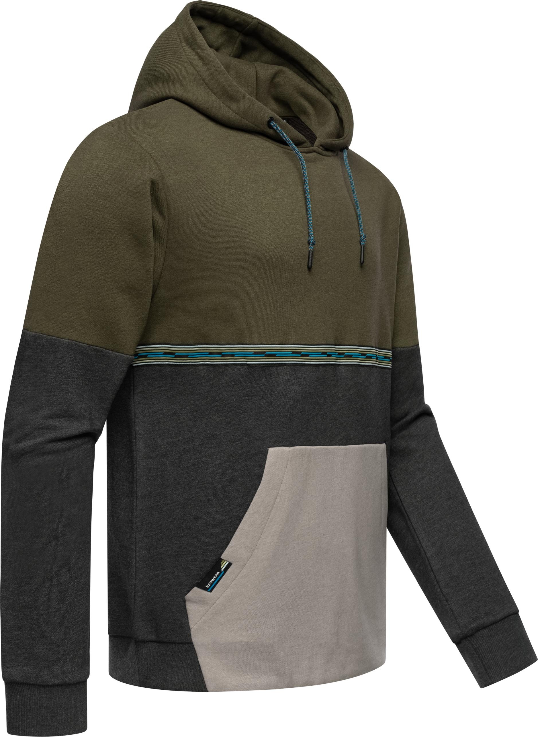 Ragwear Hoodie »Blocky Hoody«, Sportlicher Herren Kapuzenpullover mit Blockstreifen