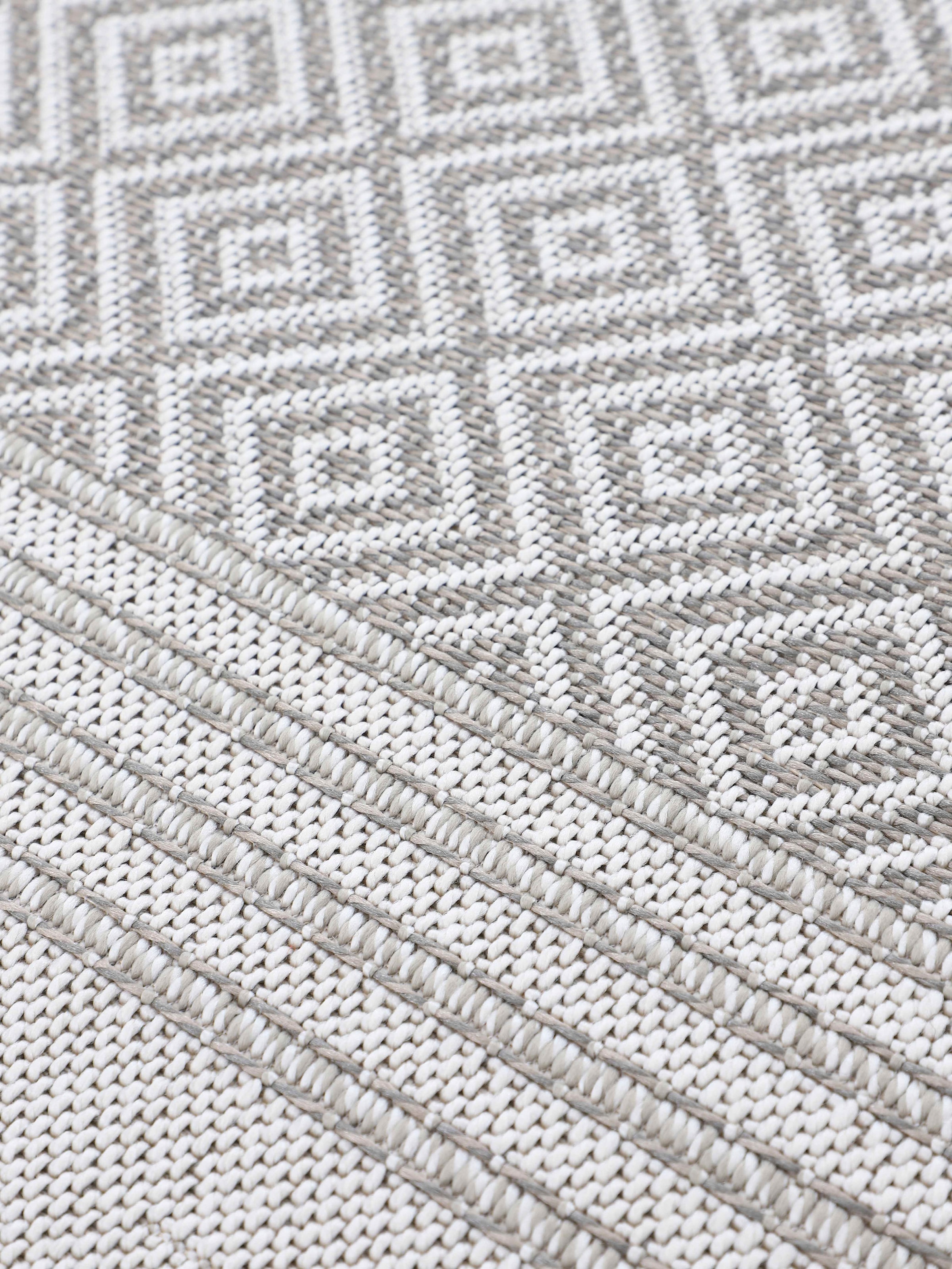 carpetfine Teppich »Boho 103«, rund, 4 mm Höhe, robustes Flachgewebe, Sisal Optik, UV-beständig, Außenbereich