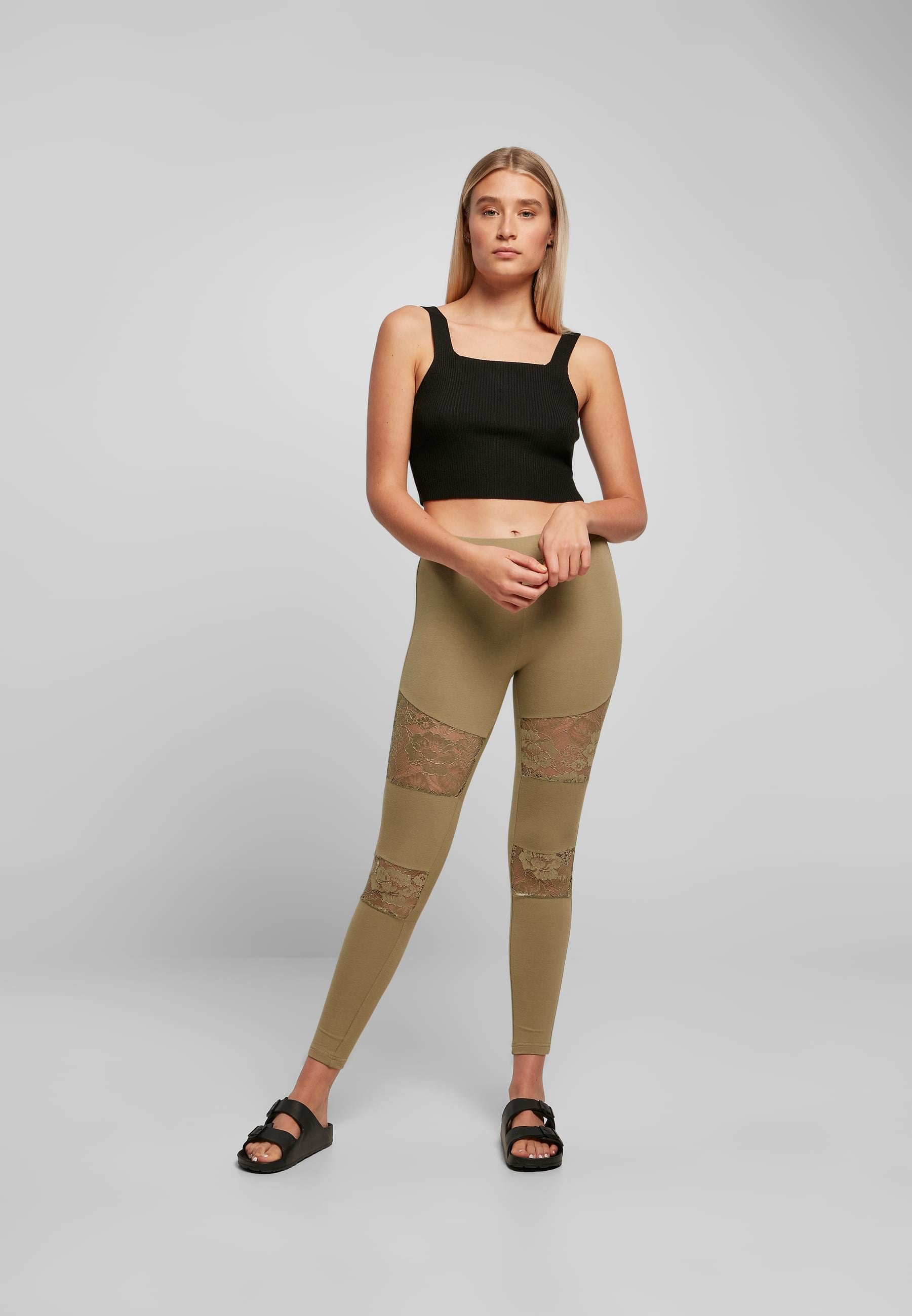 URBAN CLASSICS Leggings »Urban Classics Damen Ladies Laces Inset Leggings«, (1 tlg.)