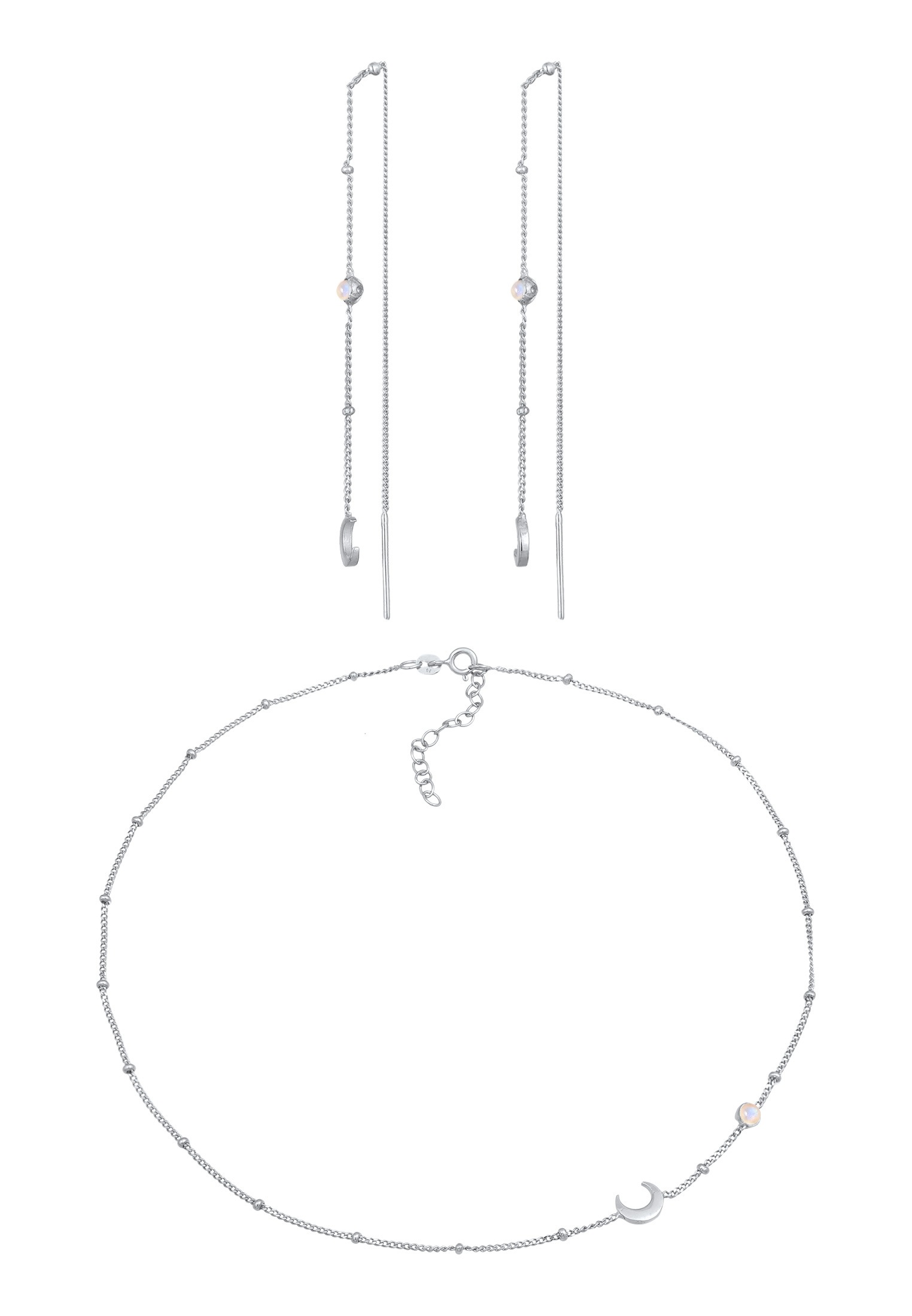 Elli Schmuckset »Halbmond Mond Mondstein Astro 925 Silber«