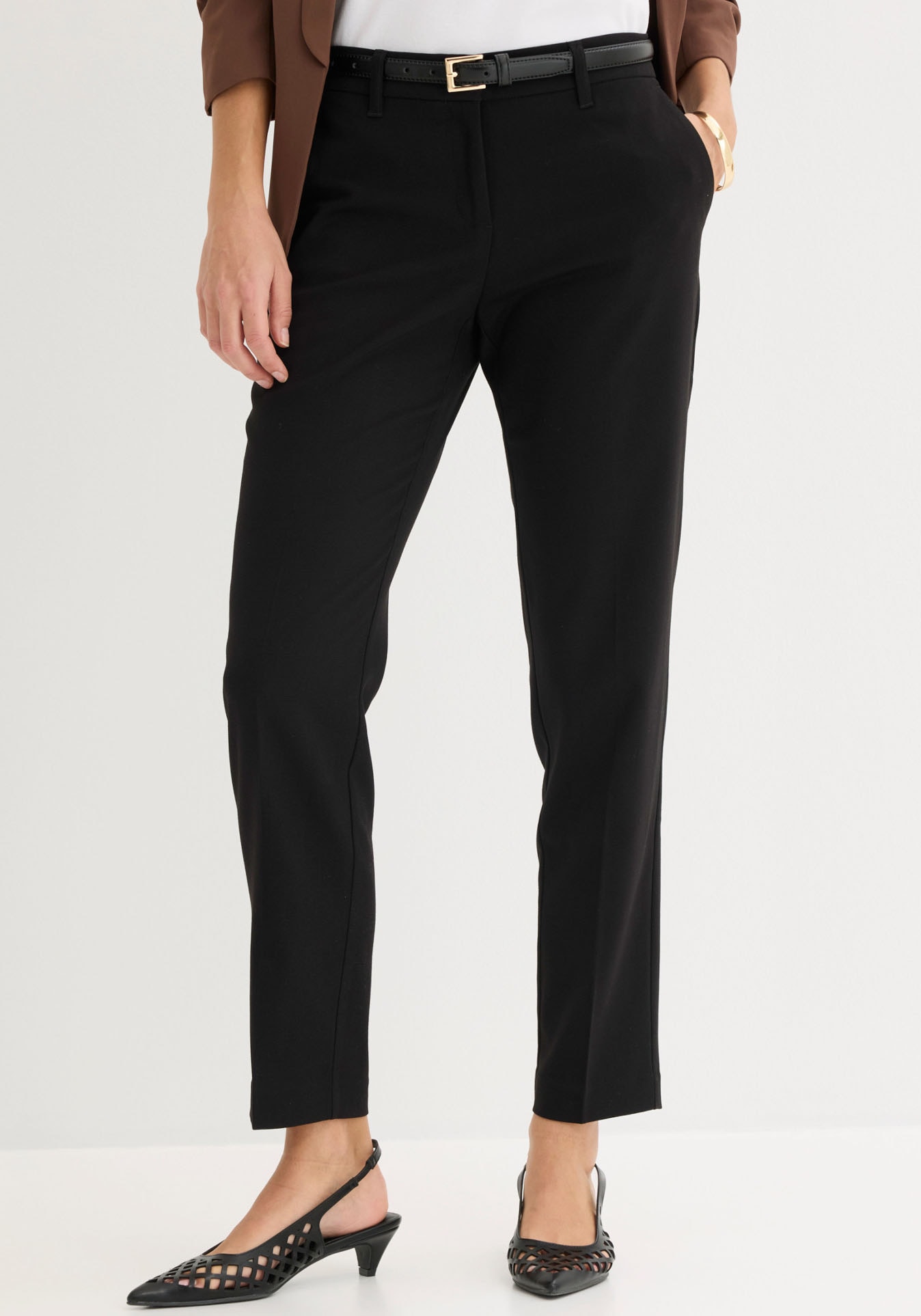 bonprix Anzughose "Anzugshose" aus Polyester, Viskose und Elasthan, schmale Passform