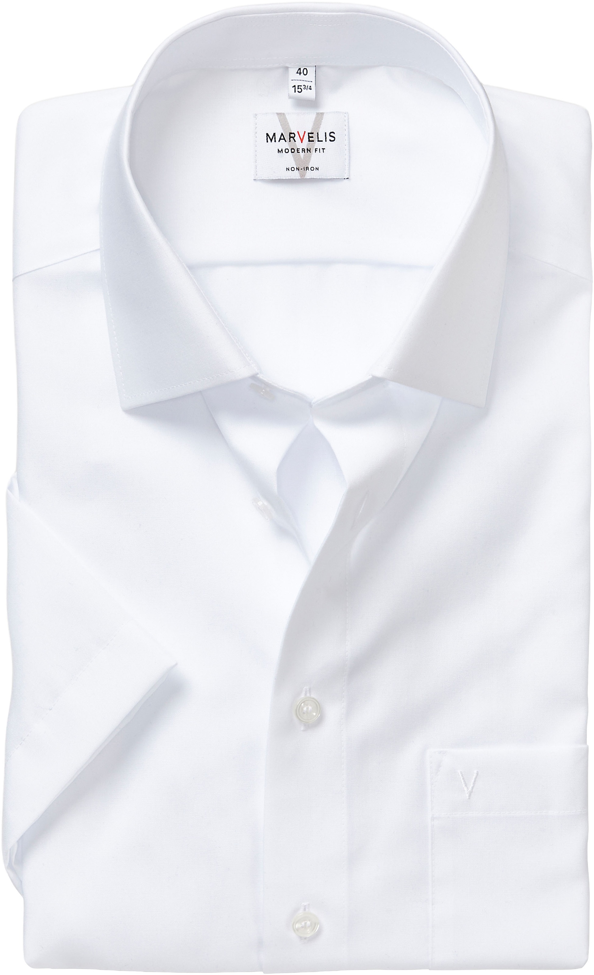 MARVELIS Kurzarmhemd modern fit, Busnesshemd, New Kentkragen, bügelfrei