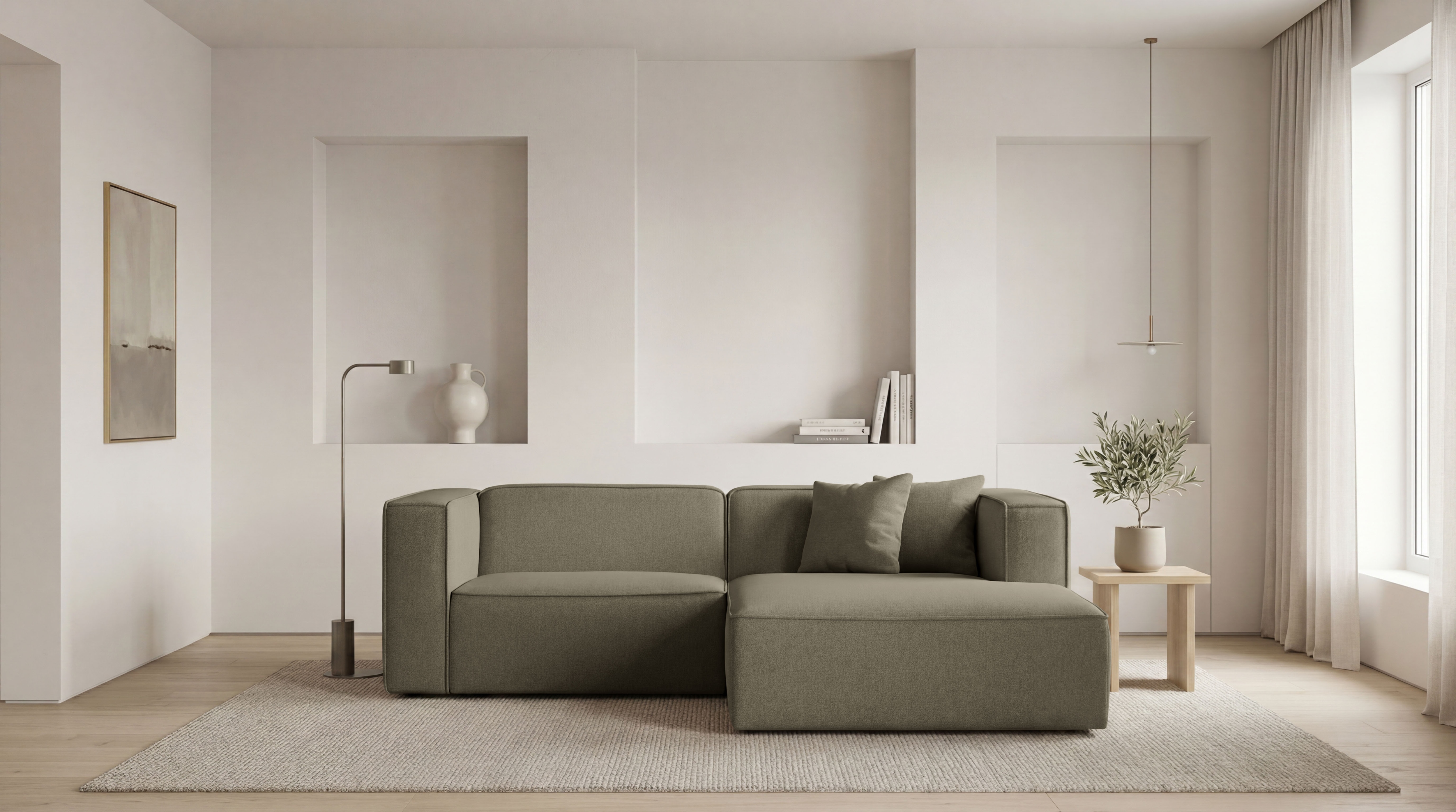 OTTO home Ecksofa "Tammie" Breite 222 cm, Webstoff fein, bodentief, mit Wellenunterfederung