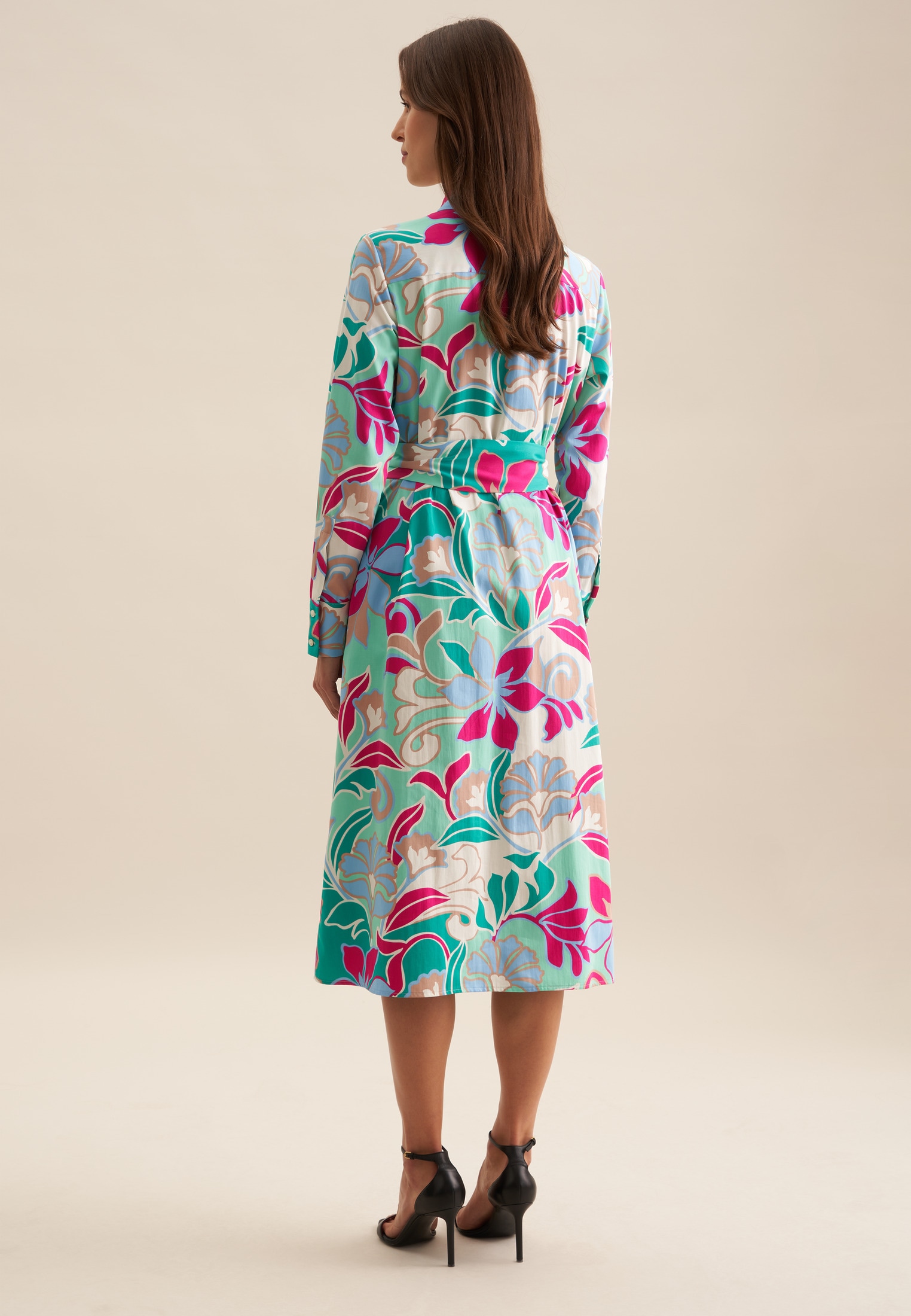 seidensticker Sommerkleid »Schwarze Rose«, Langarm Kragen Floral