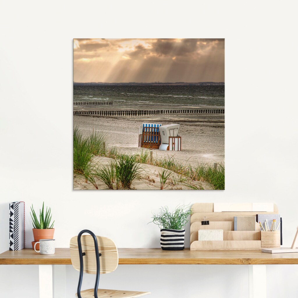 Artland Glasbild »Schwarzer Busch Strand auf Insel Poel«, Strand, (1 St.)