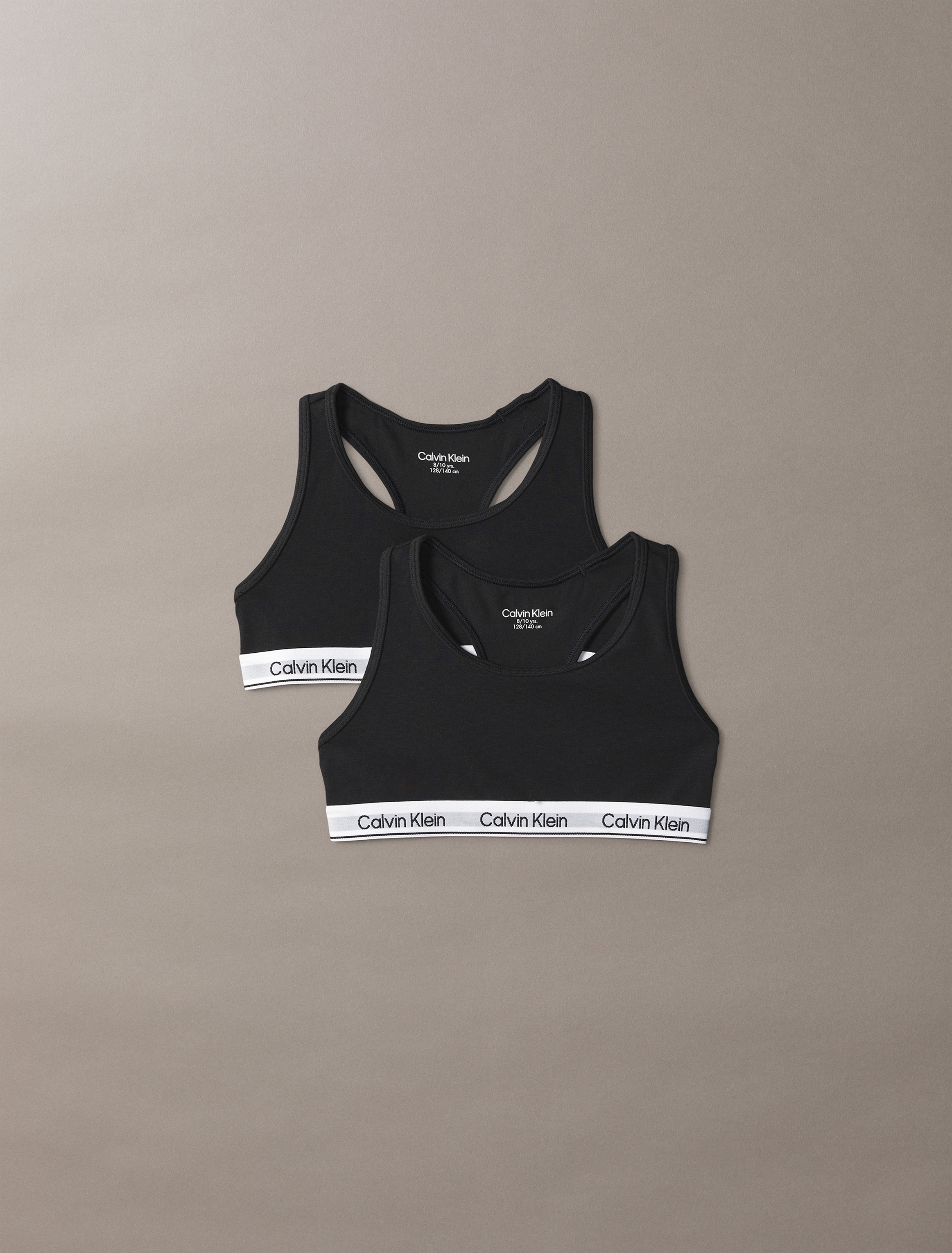 Damen Bralette "2PK BRALETTE", CALVIN KLEIN UNDERWEAR, Gr. 140schwarz, Jersey, Obermaterial: 95% Baumwolle, 5% Elasthan, unifarben, Basic, BHs, mit