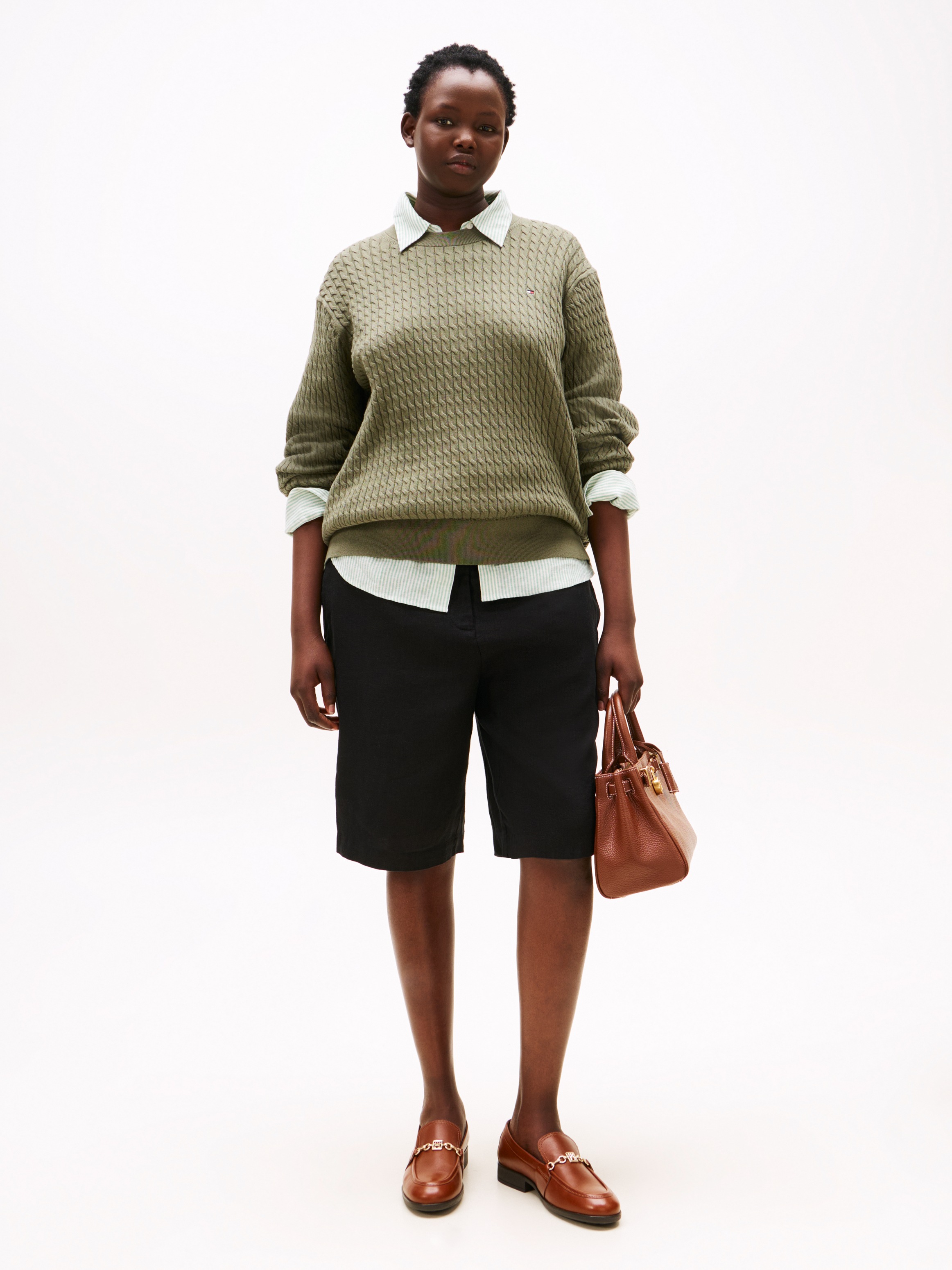 Thumbnail - Tommy Hilfiger Curve Strickpullover "CRV CO CABLE FINE GG C-NK LS SWT" in großen Größen, mit Zopfmuster