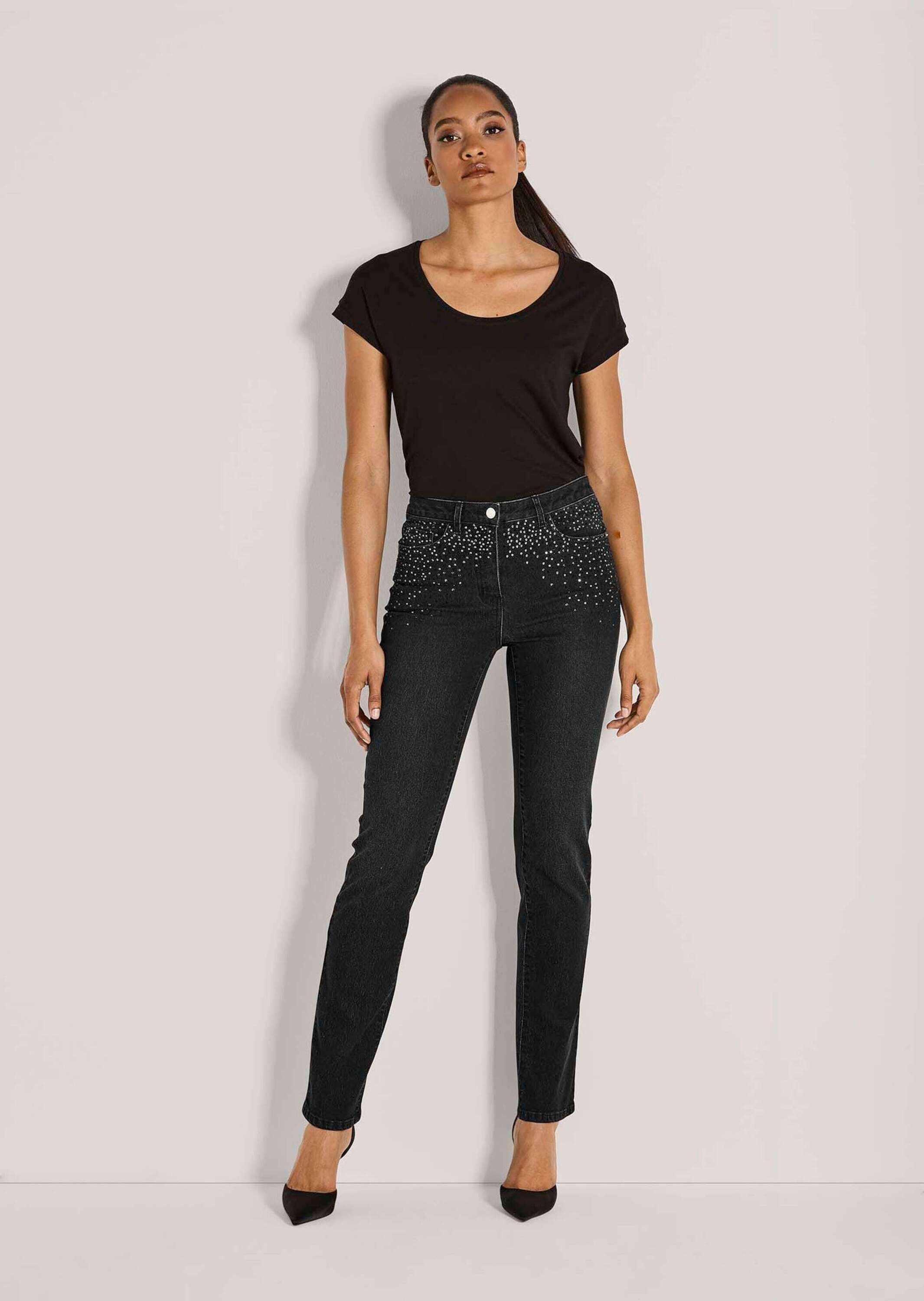 MADELEINE Regular-fit-Jeans "Jeans Slim Fit Denim mit Strass" günstig online kaufen