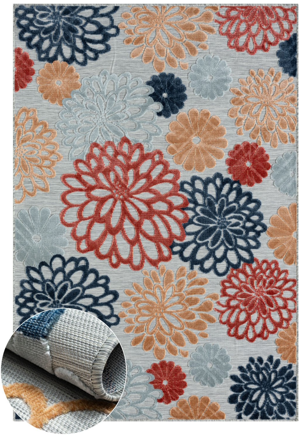 Myflair Möbel & Accessoires Teppich »Bloom«, rechteckig, Blumen Motiv, Hoch-Tief Effekt, Outdoor geeignet, Balkon, Terrasse