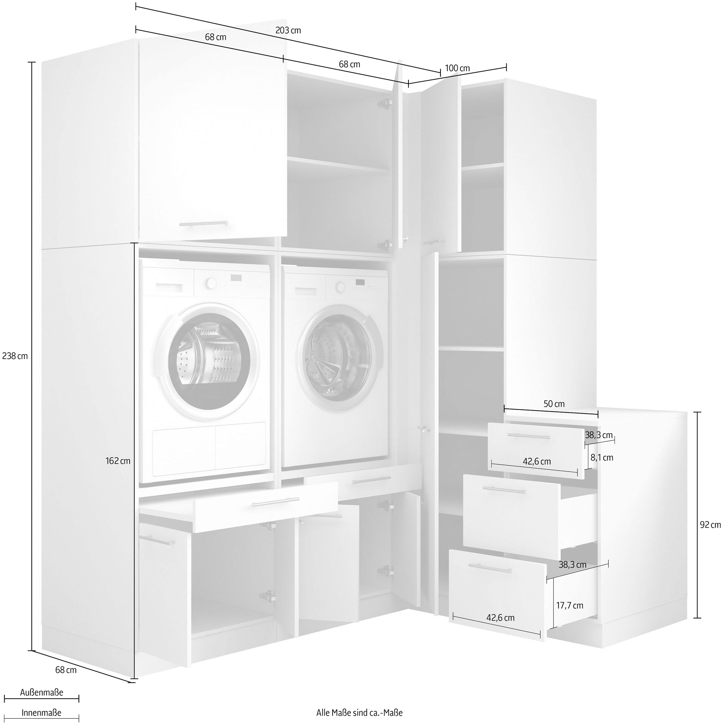 Laundreezy Mehrzweckschrank-Set »Laundreezy, 6-tlg. Mehrzweckschrank-Set B/H/T 203/238/68 cm« 6 Stk. tlg.