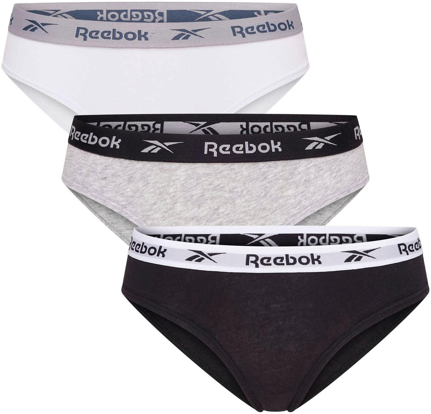 Reebok Bikinislip "CARINA" eng, basic, bequem, mit Logo, breiter Bund, Baum günstig online kaufen