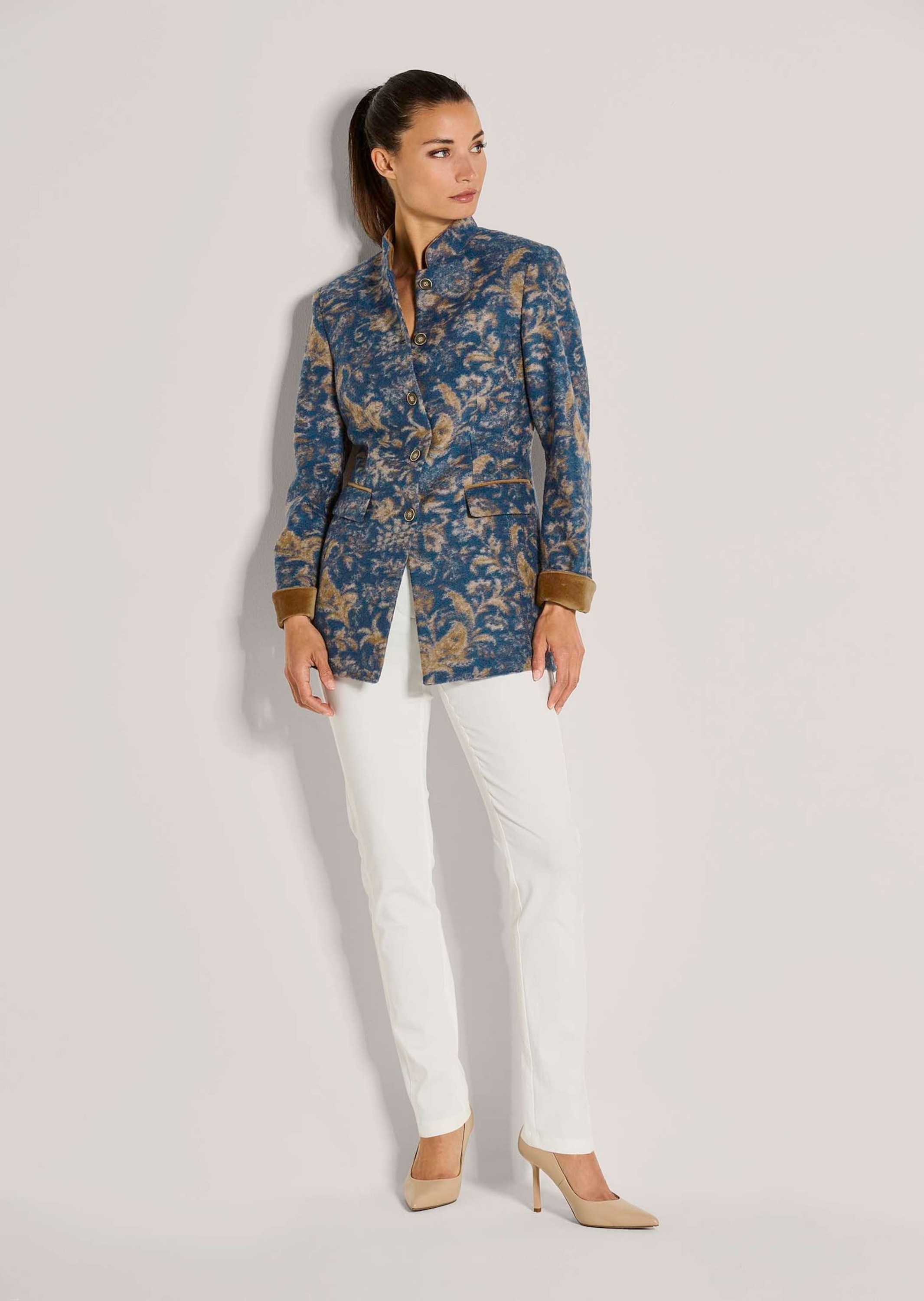 MADELEINE Langmantel "Gehrock Eleganter Einreiher mit kunstvollem Print" günstig online kaufen