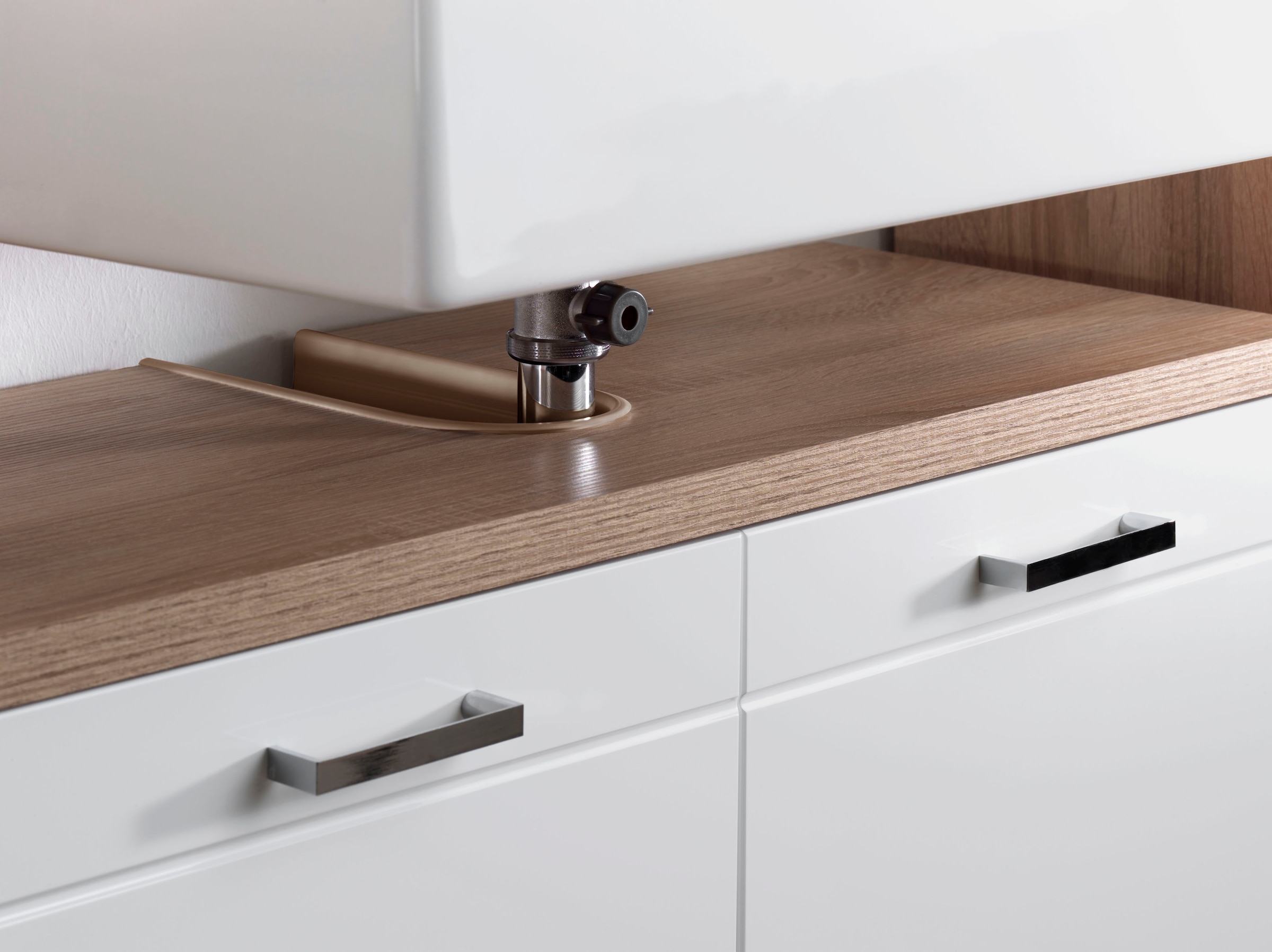 byLIVING Waschbeckenunterschrank »Nebraska«, Breite 80 cm, Badezimmerschrank, MDF-Fronten in Hochglanz-Optik