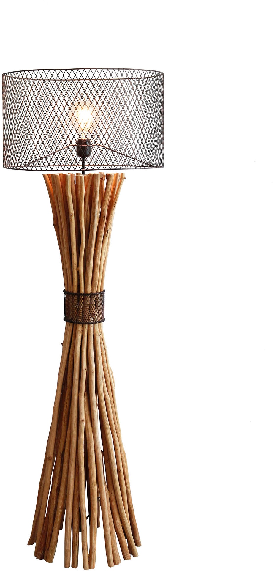 SALESFEVER Stehlampe "Bailee", 1, Ø 50cm H: 149cm, 1 Stk., beige, Wohnzimmer, Leuchten, handgefertigt, Schirm im Rost-Look