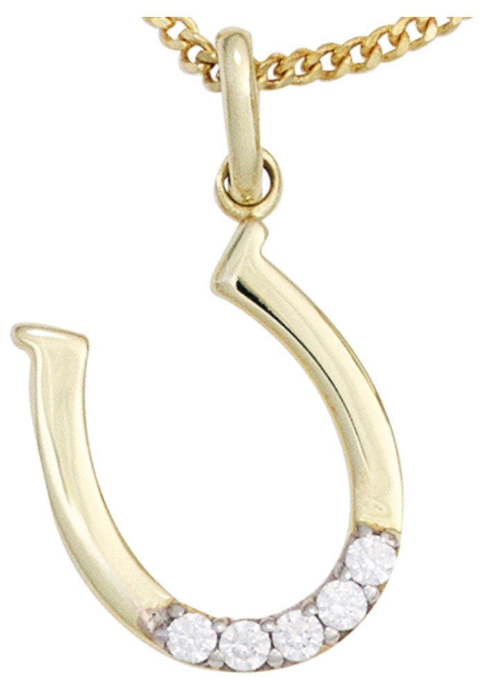 JOBO Kettenanhänger »Anhänger Hufeisen«  333 Gold bicolor mit Zirkonia