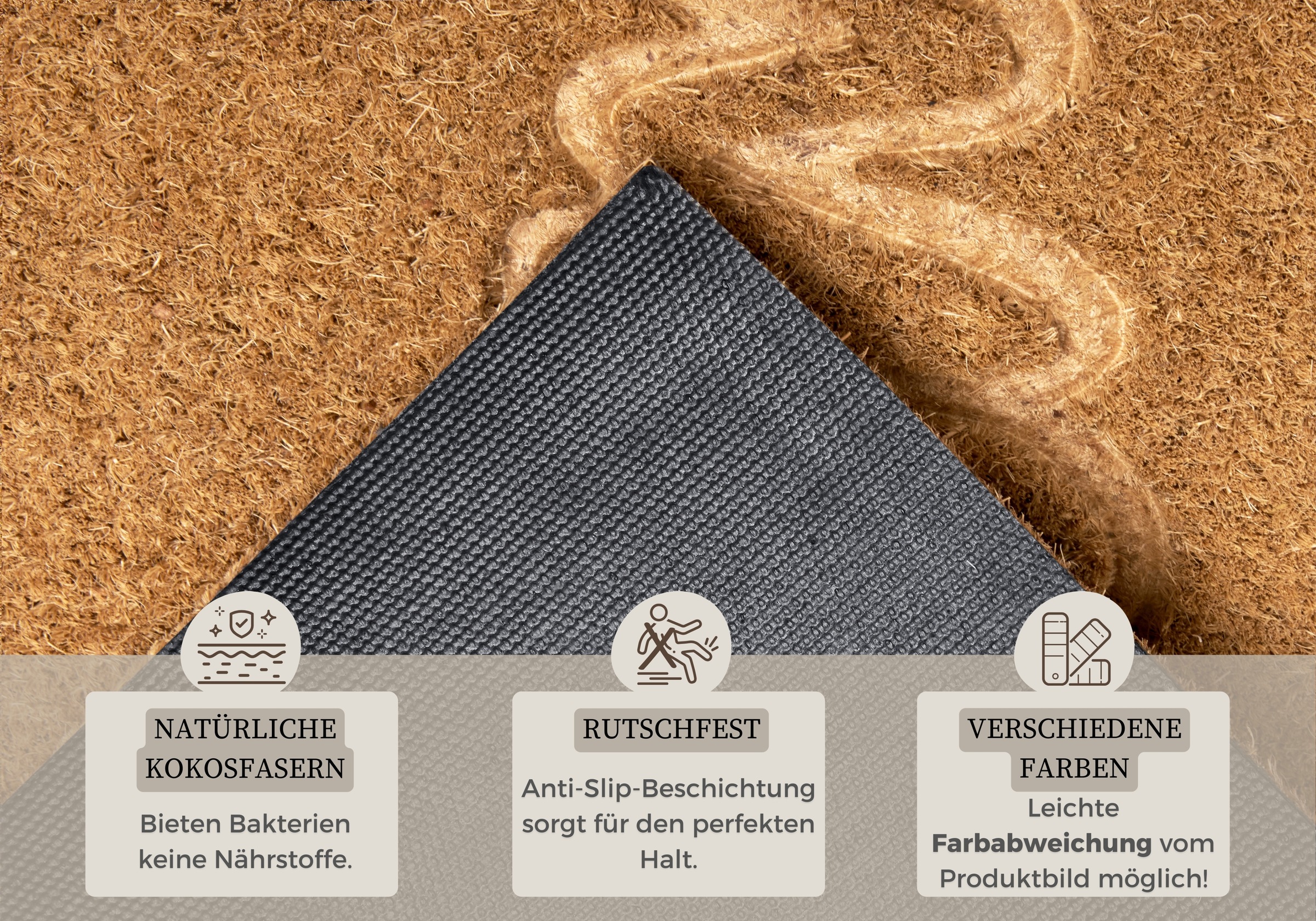 HANSE Home Fußmatte »Welcome, Türmatte«, rechteckig, 15 mm Höhe, Kokos, Schmutzfangmatte, Outdoor, Rutschfest, Innen, Kokosmatte, Flur
