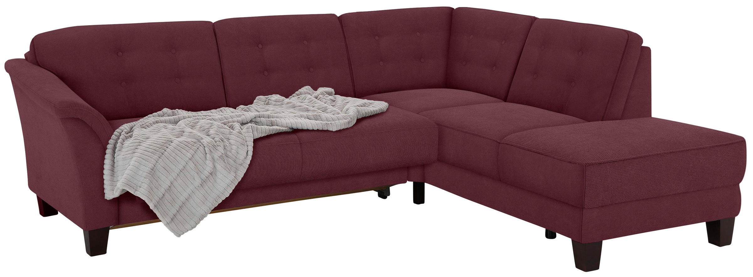 Home affaire Ecksofa »Trondheim L-Form«, mit Federkern und Knopfheftung im Rücken, Füße Buche dunkel