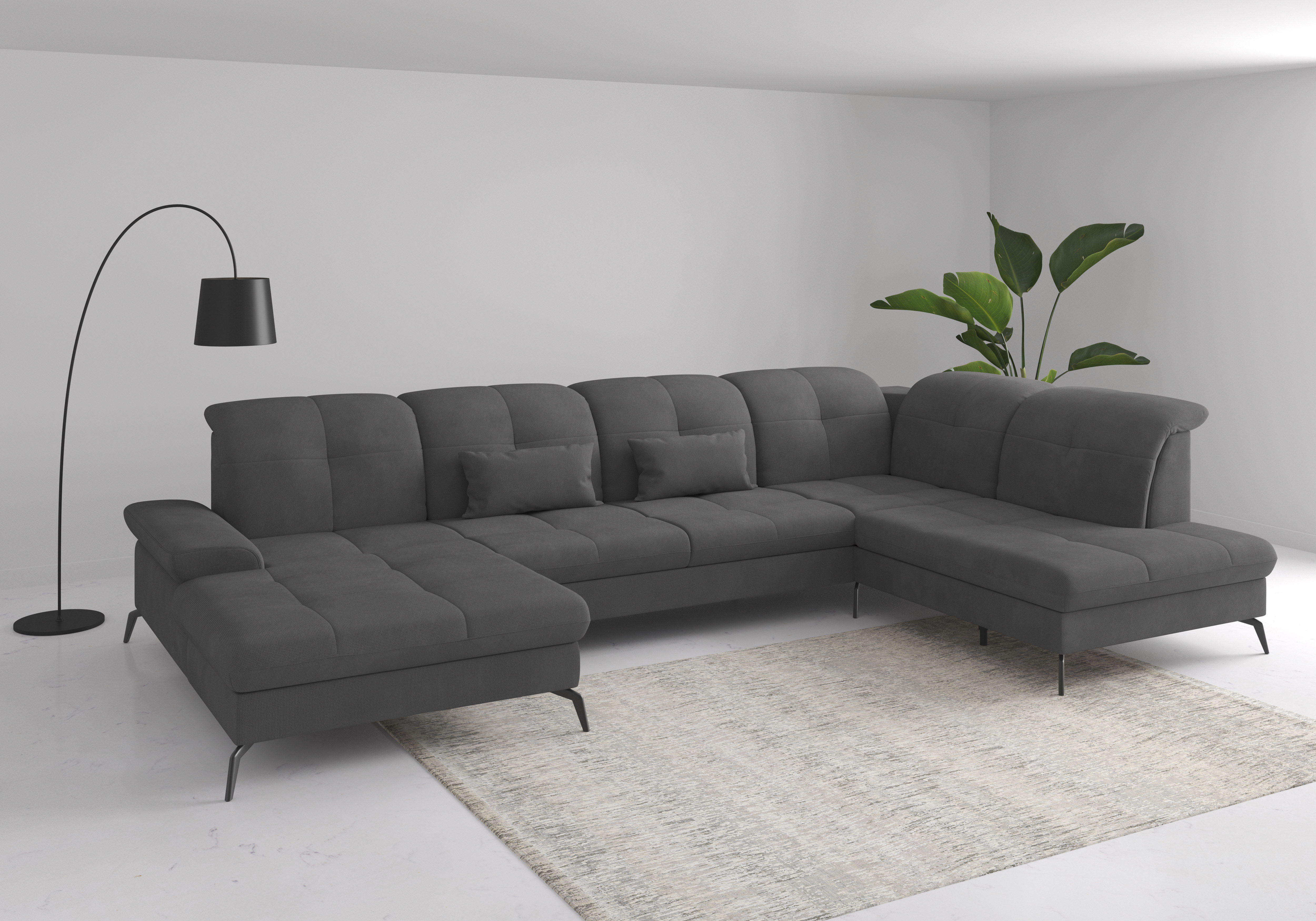 sit&more Wohnlandschaft "Amica, U-Form, inkl. Sitztiefenverstellung und Armteilverstellung" wahlweise mit Kopfteilverstellung, Schlaffunktion und Bettkasten