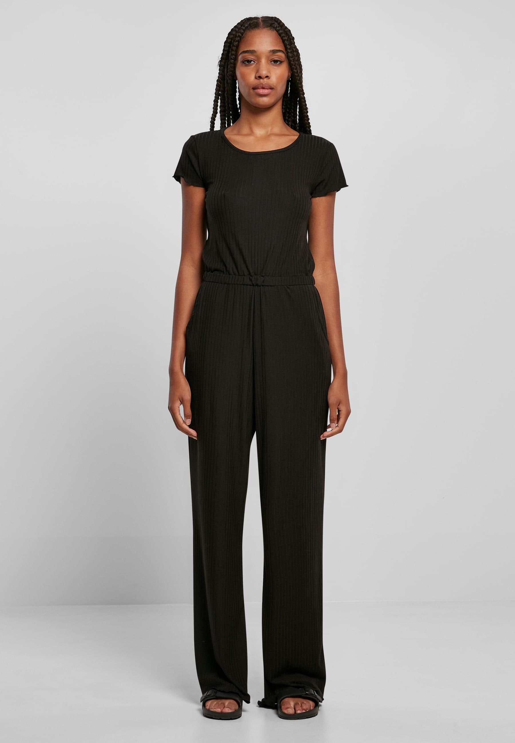 URBAN CLASSICS Jumpsuit »Urban Classics Damen Ladies Rib Wid Leg Jumpsuit«, (1 tlg.)