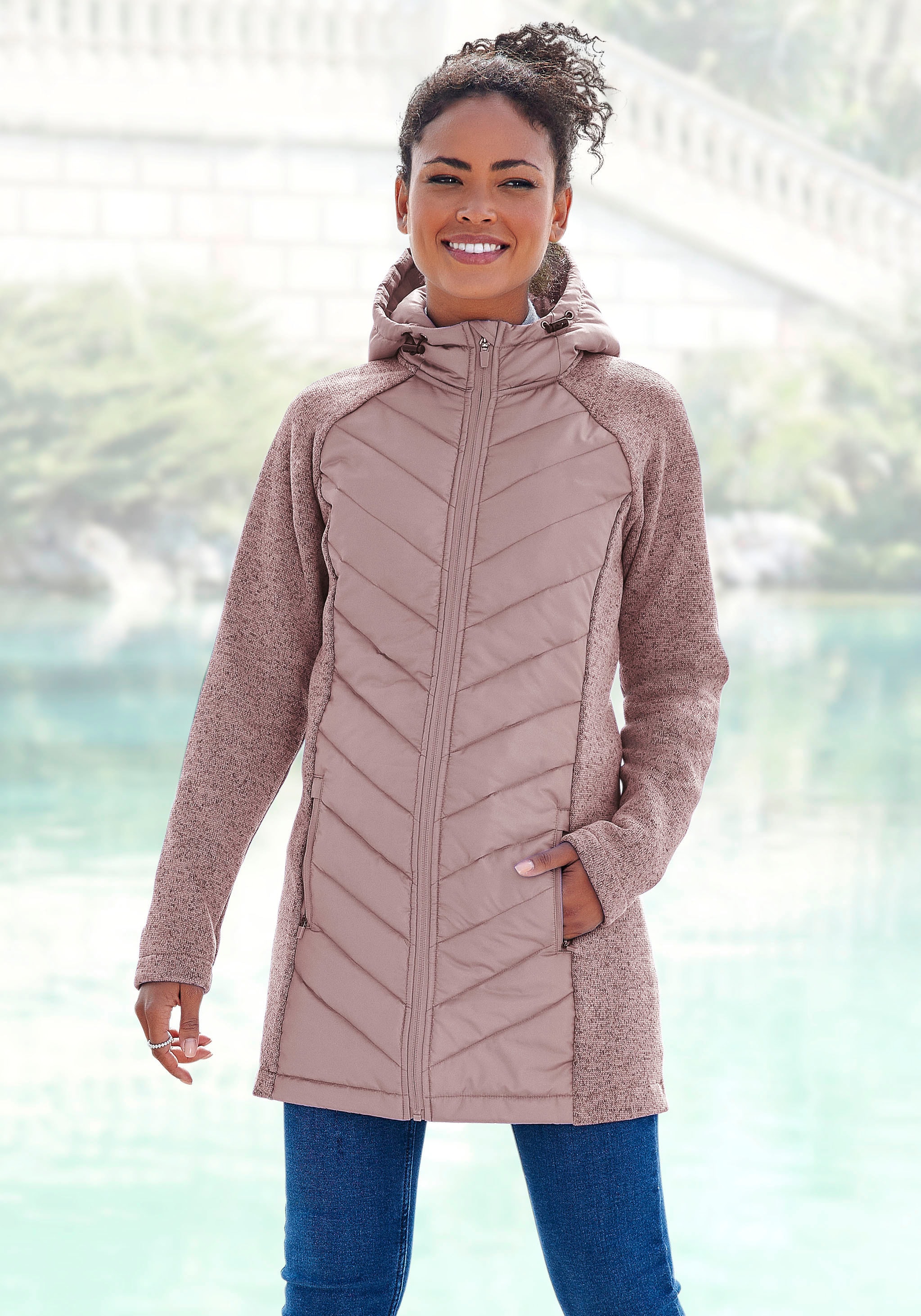 Vivance Steppjacke, mit Kapuze, mit Strickfleece-Ärmeln