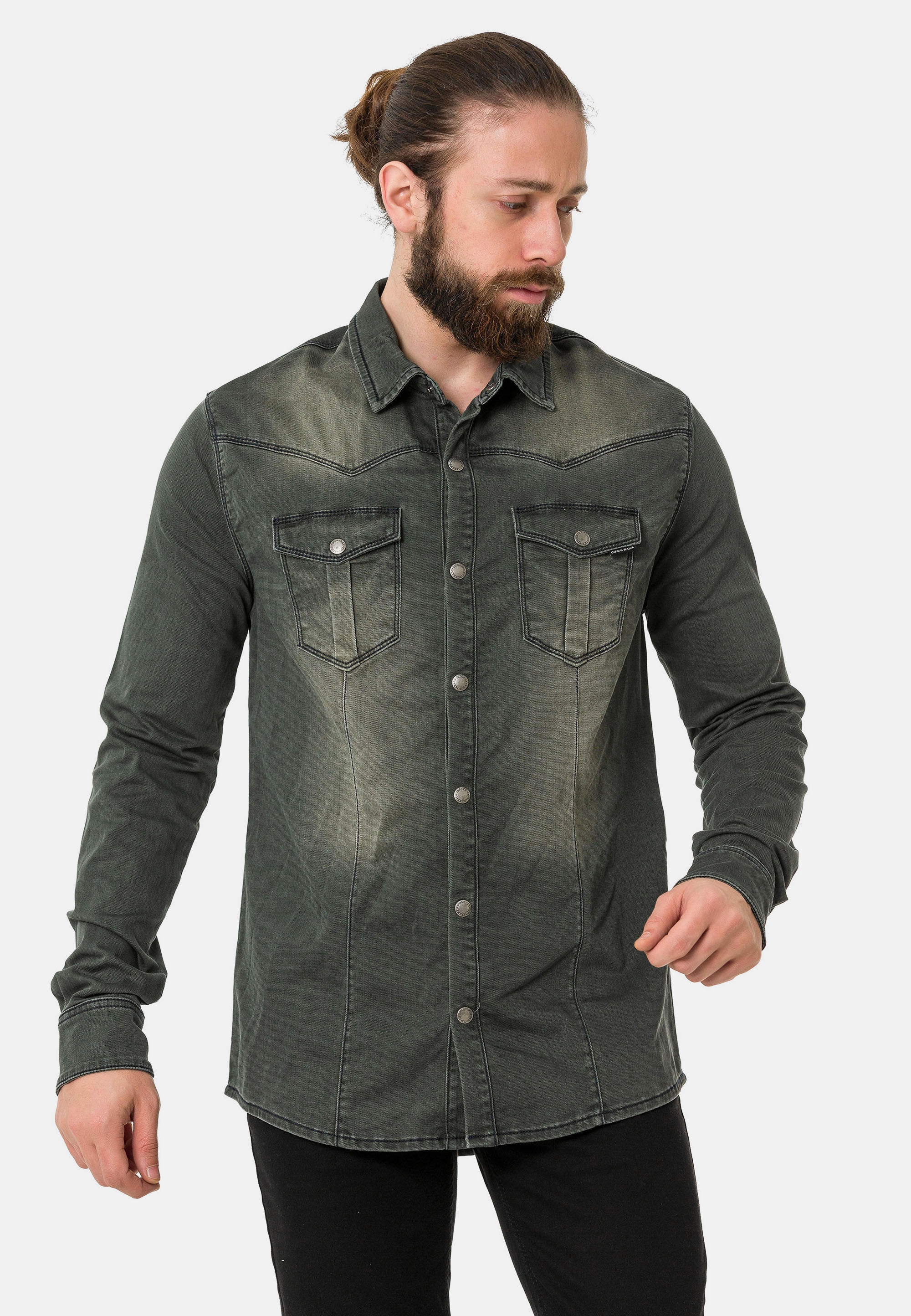 Cipo & Baxx Jeanshemd »CH189« 1 hochwertiger Denim-Stoff