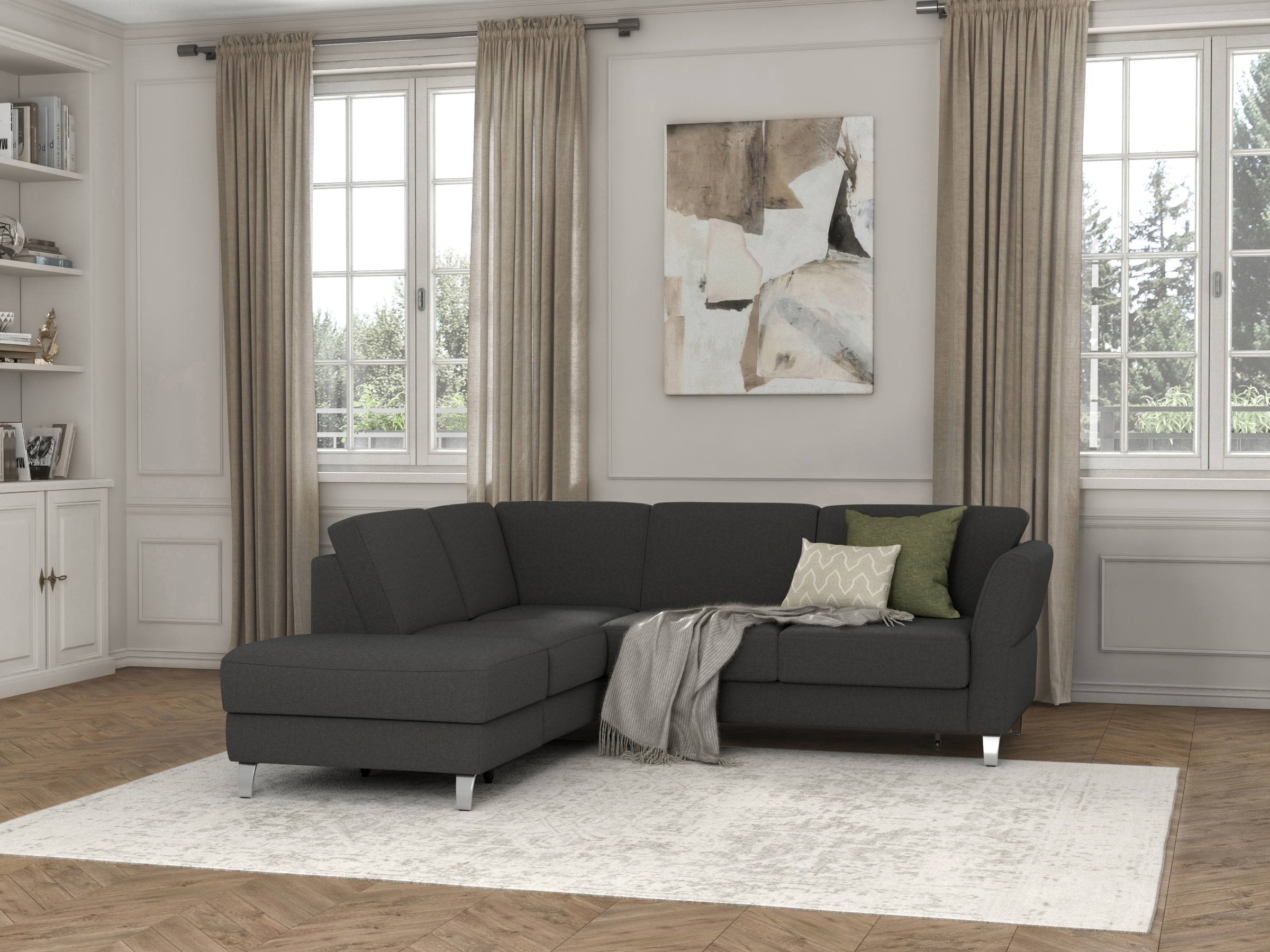 sit&more Ecksofa »Visby L-Form«, Wahlweise mit Bettfunktion und Stauraum, frei im Raum stellbar