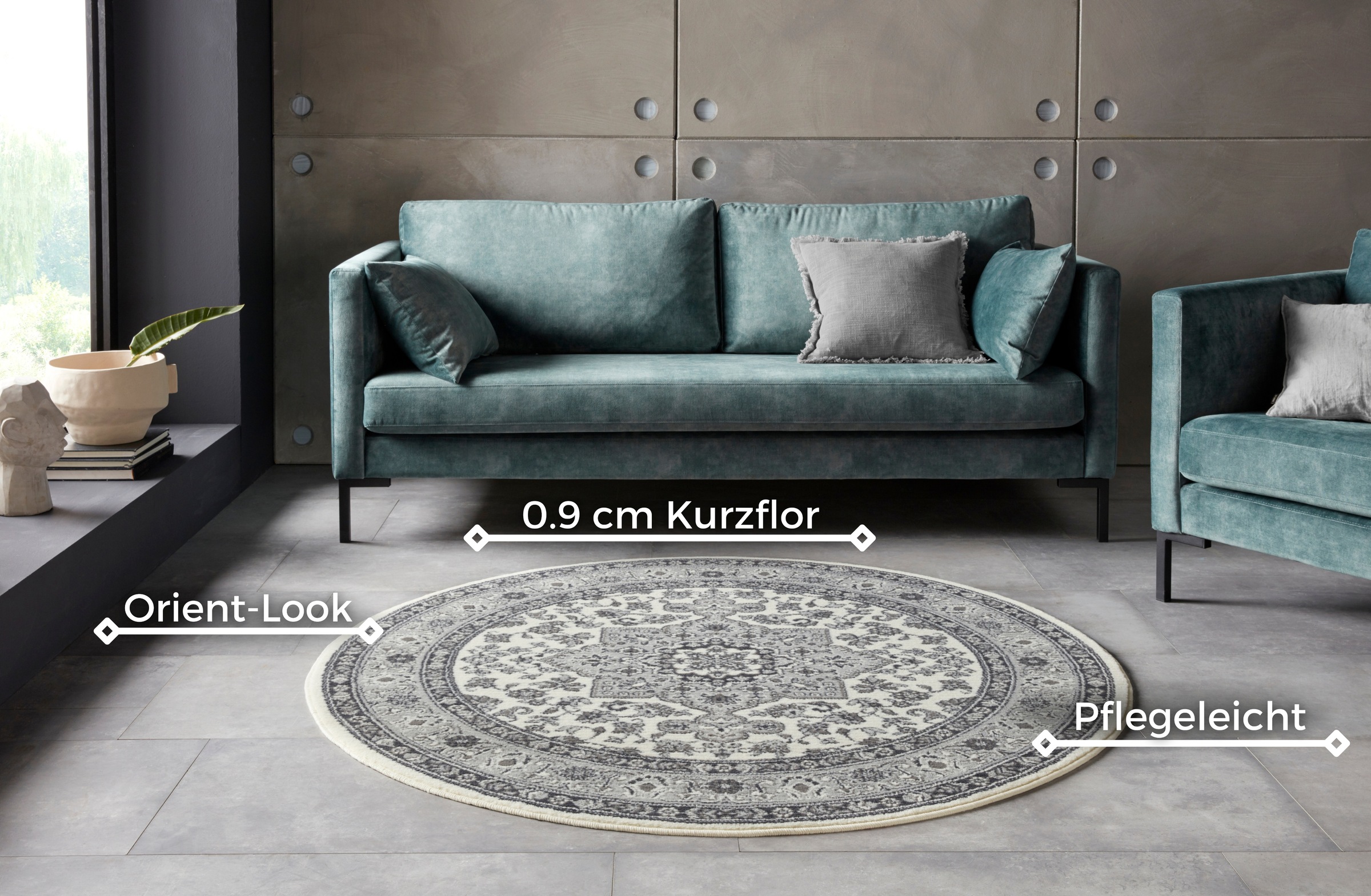 HANSE Home Teppich »Parun Täbriz«, rund, 9 mm Höhe, Kurzflor, Orient, Teppich, Vintage, Esszimmer, Wohnzimmer, Flur