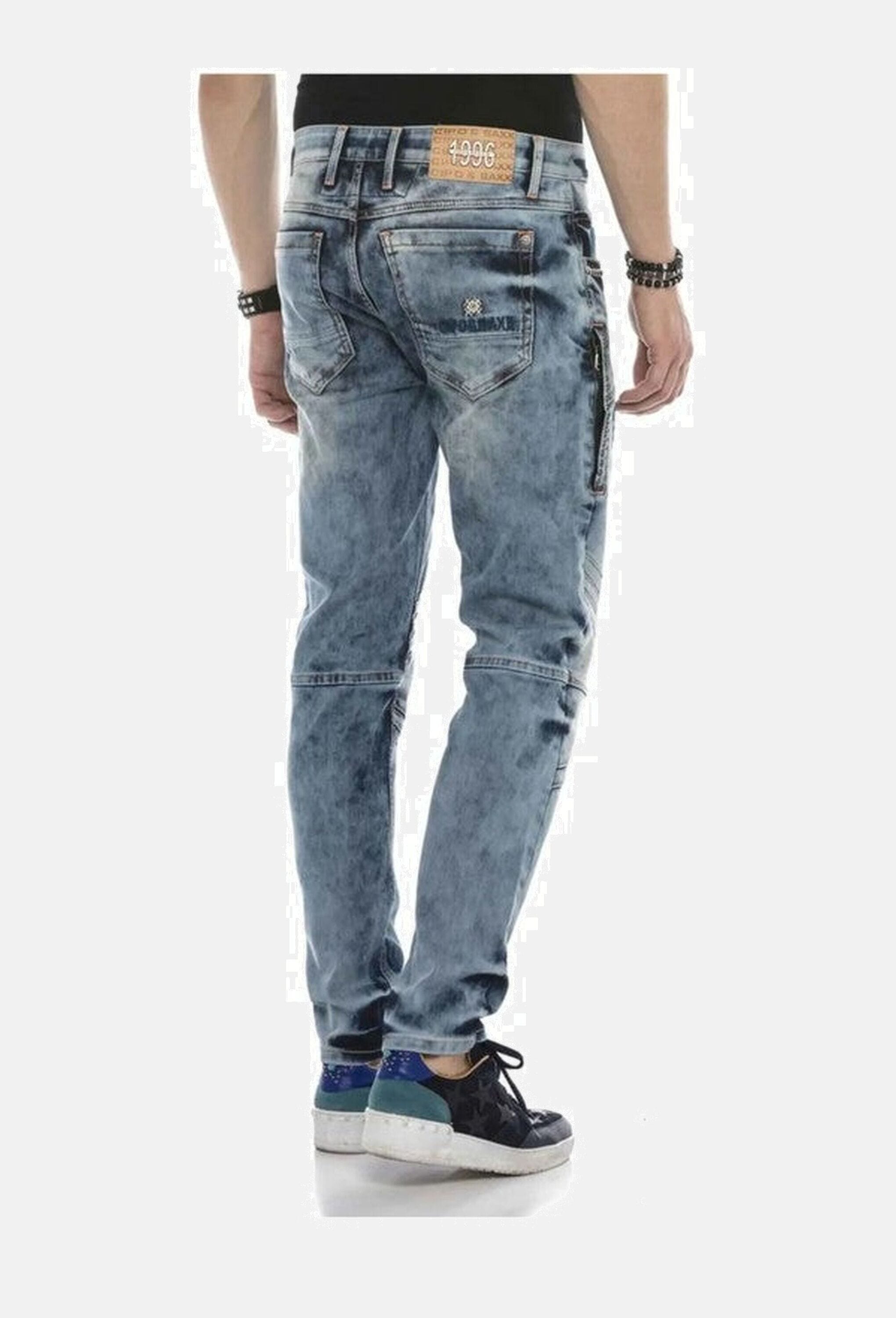 Cipo & Baxx Straight-Jeans »Cipo & Baxx Jeans DENIM« Straight Fit-Jeans im lässigen Biker-Look, CD590