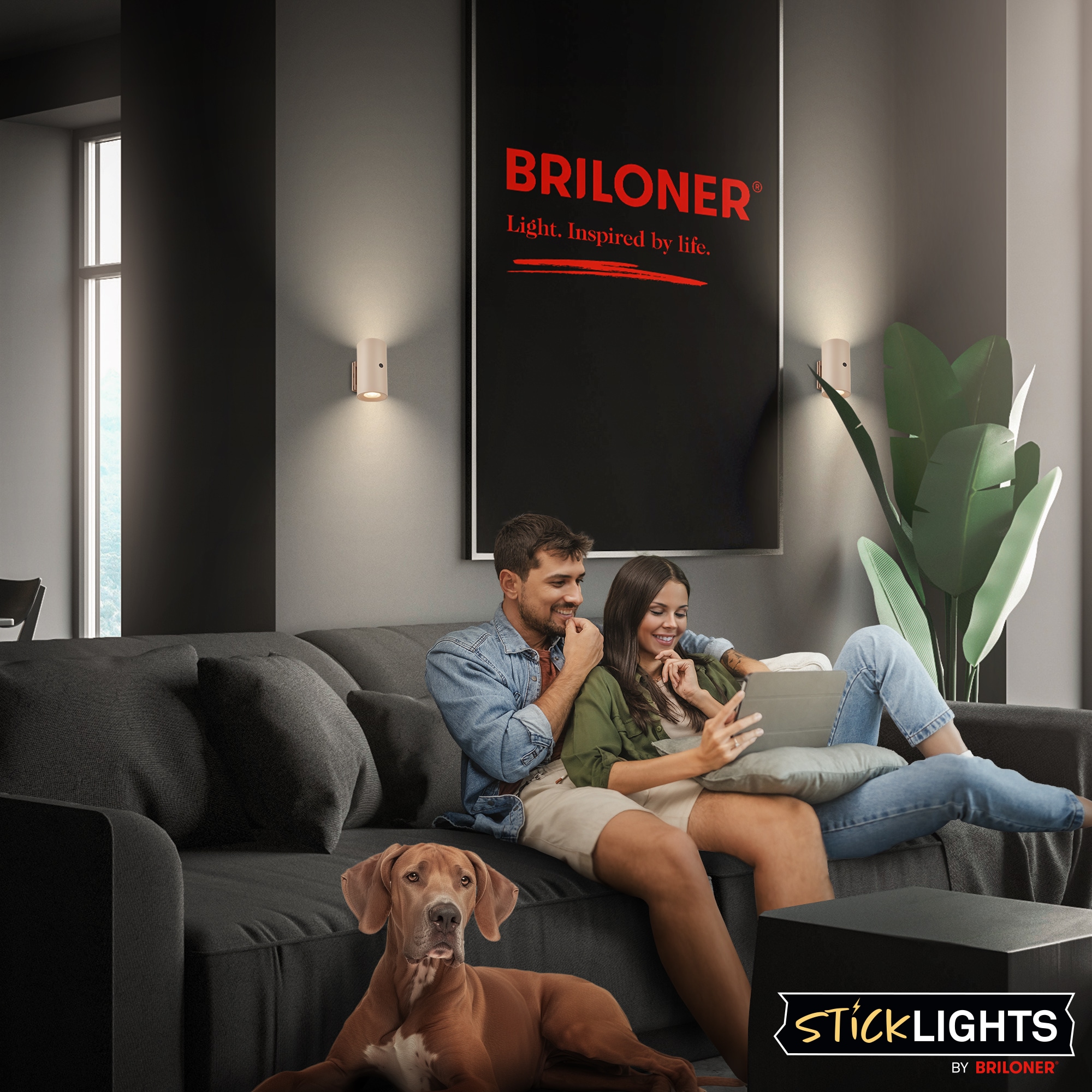 Briloner Leuchten LED Wandleuchte »ISY« LED-Modul 2 Stk. Warmweiß 6,1 x 12 cm (DxH) Beige 2 W ohne Stromanschluss Flur 2er-Set