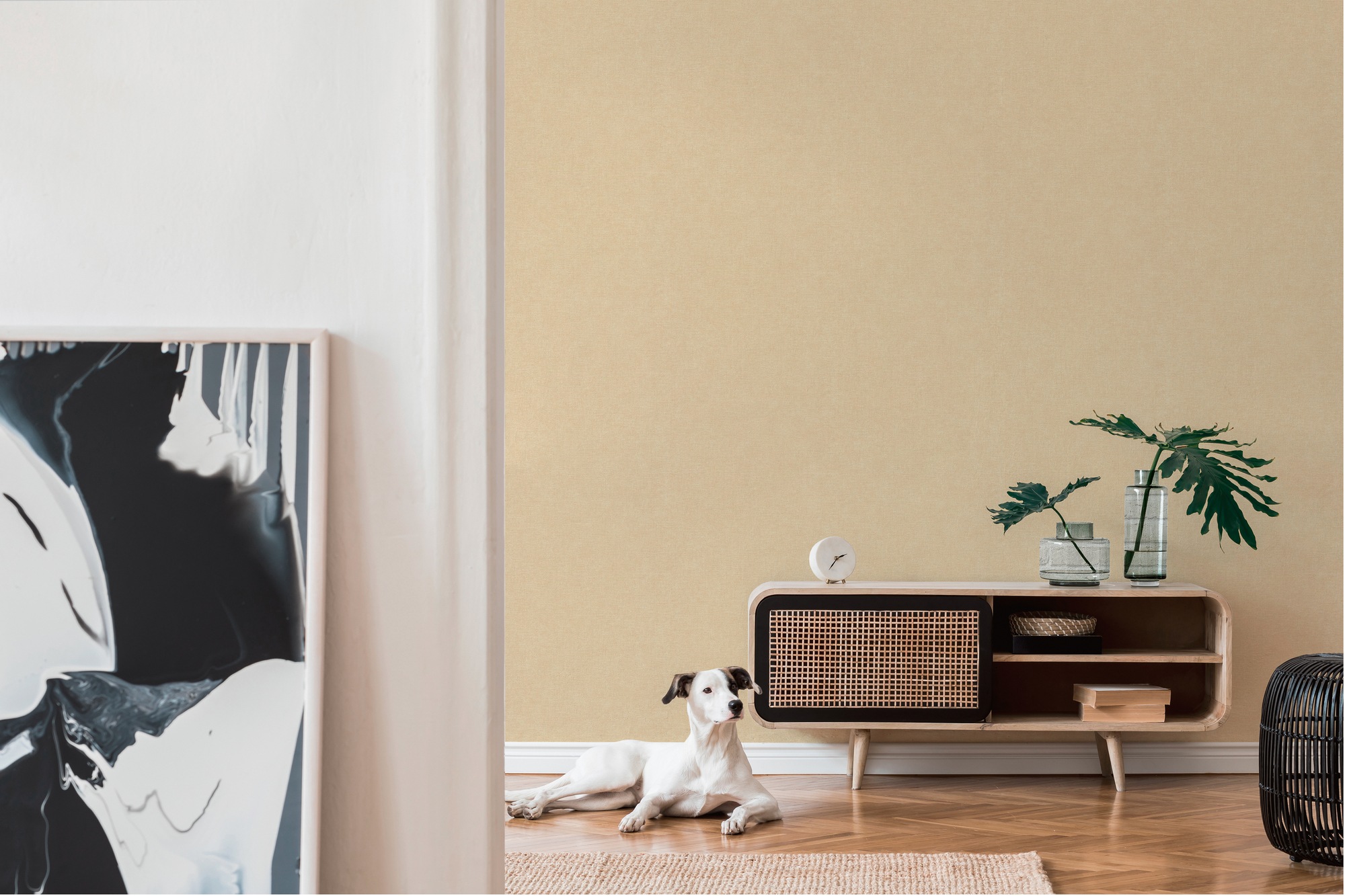 living walls Vliestapete »Smart Surfaces einfarbige Tapete Unitapete Struktur-Optik Landhaus«, matt, Vliestapete Textil-Optik für Schlafzimmer Küche Wohnzimmer Uni Design
