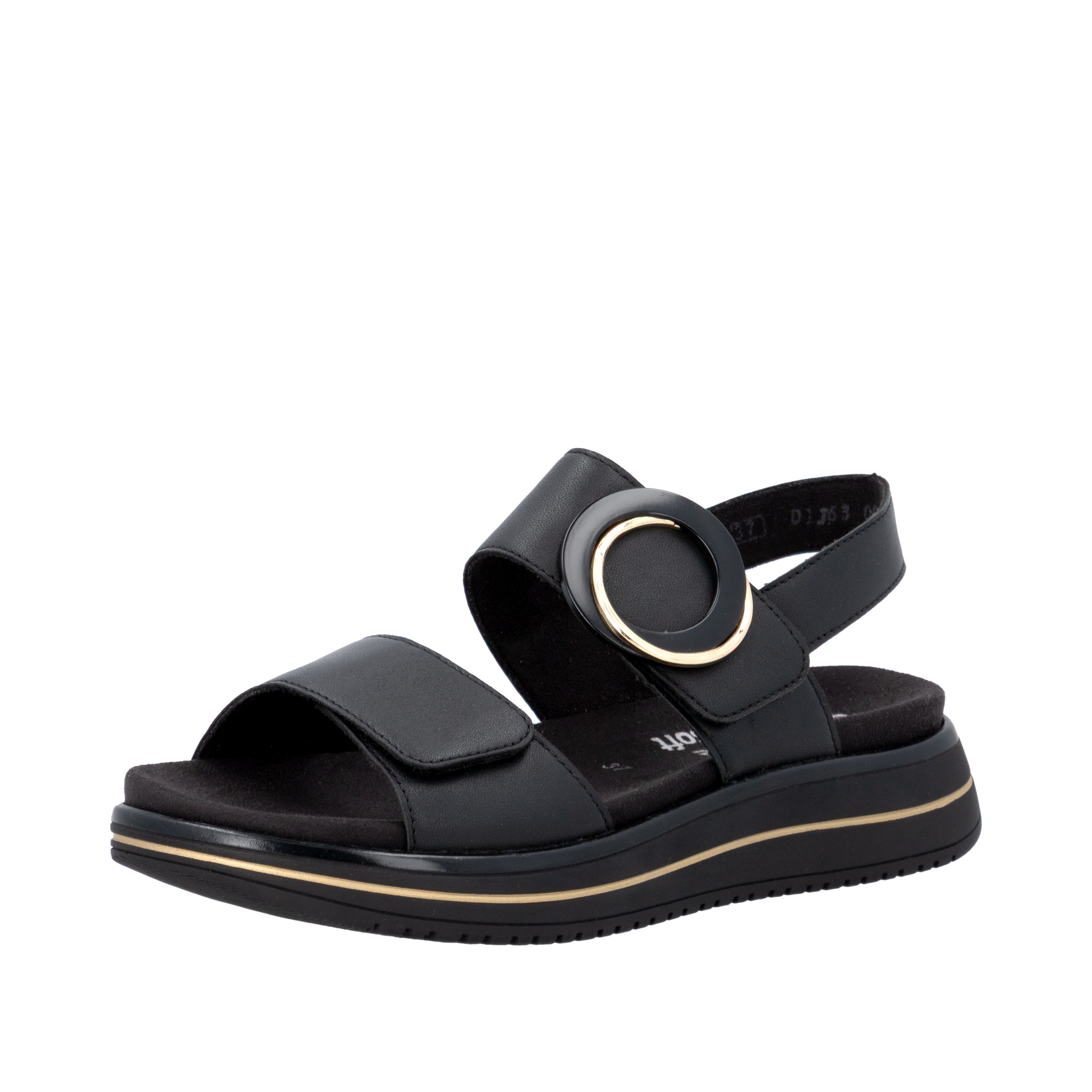 Riemchensandale REMONTE "Remonte Sandalen Glattleder", Damen, Gr. 39, schwarz, Glattleder, Schuhe Riemchensandale