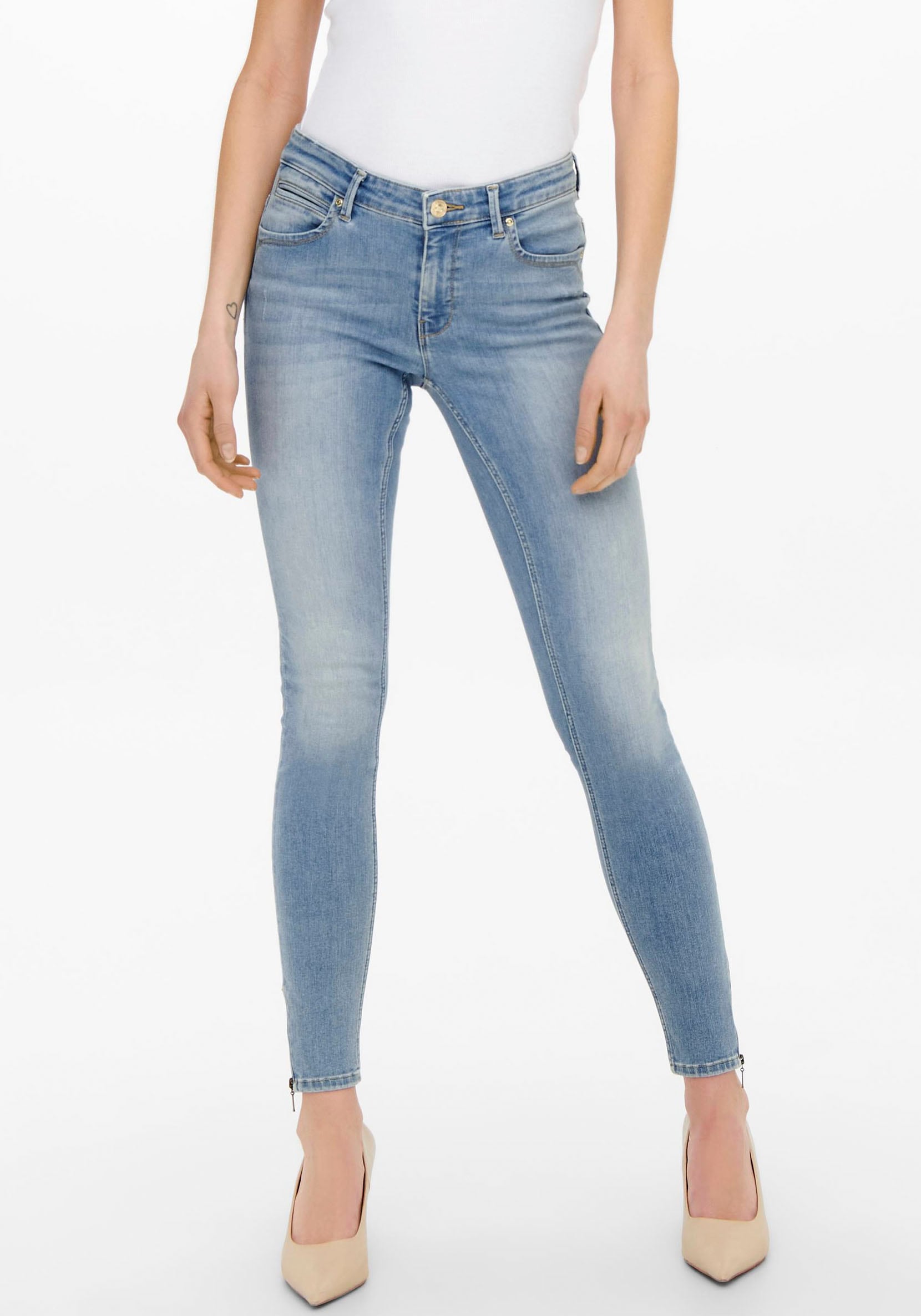 ONLY Skinny-fit-Jeans "ONLKENDELL RG SK ANK DNM TAI467 NOOS", mit Reißverschluss Detail am Bein