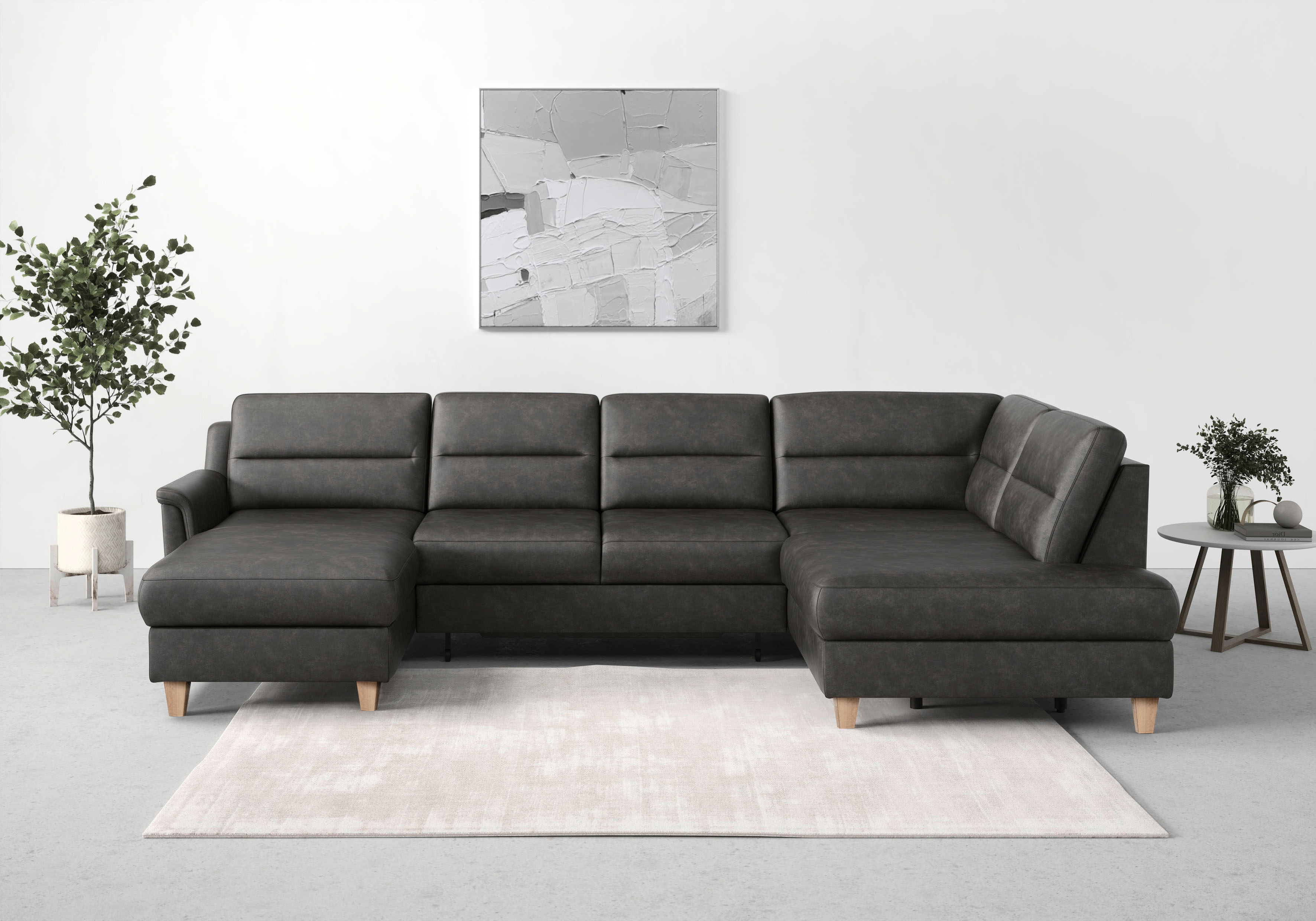 sit&more Wohnlandschaft "Farö U-Form" inklusive Federkern, wahlweise mit Schlaffunktion und Bettkasten