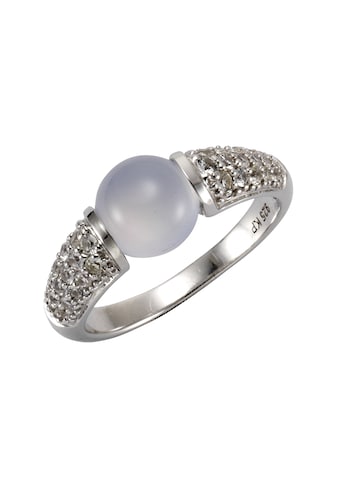 Fingerring »925 Silber rhod. Chalcedon und Weißtopas«